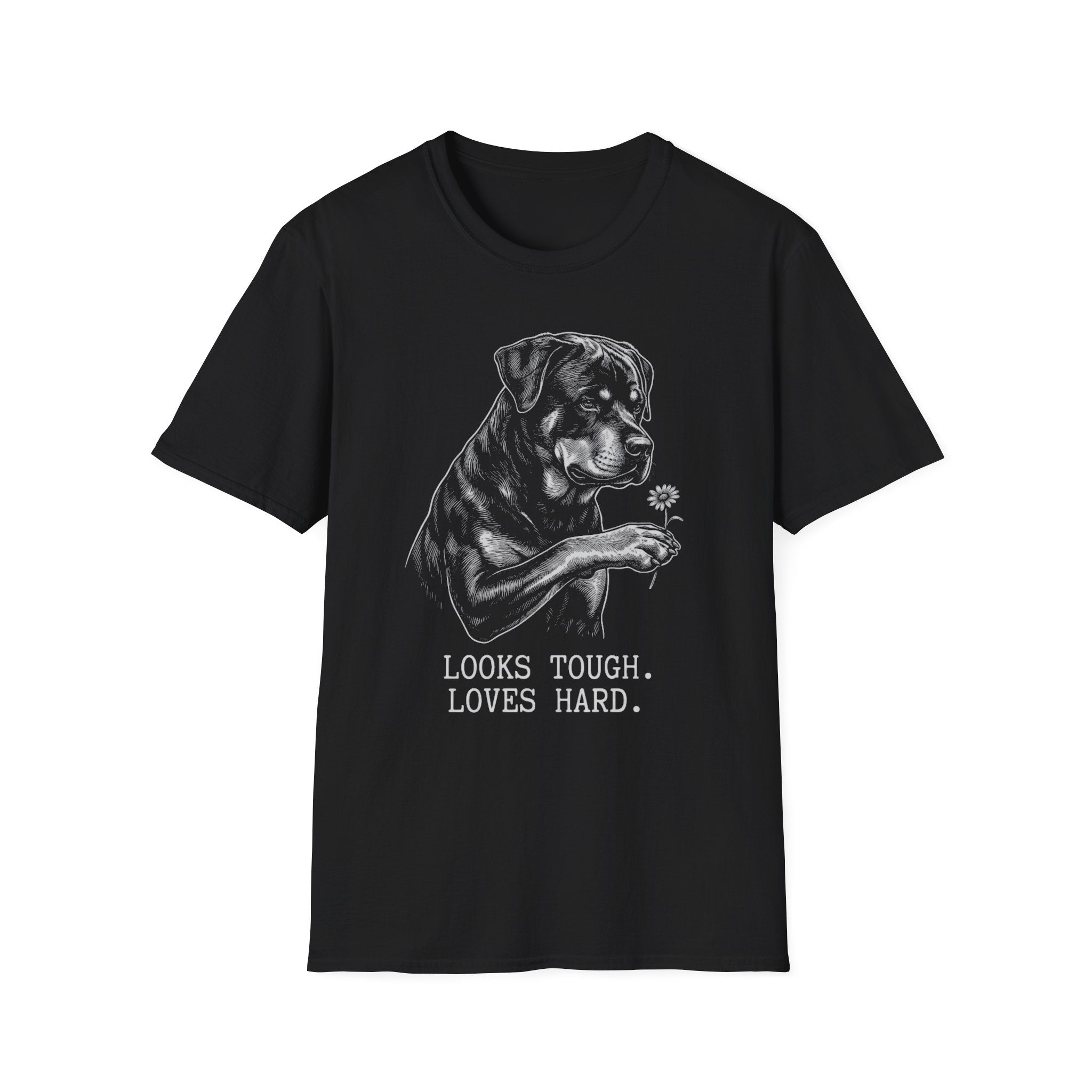 Rottweiler Looks Tough Loves Hard Tee