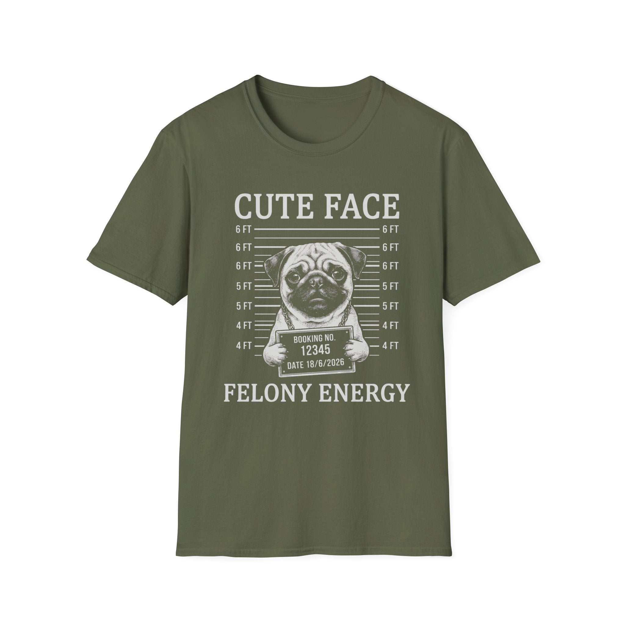 Pug Cute Face Felony Energy Tee