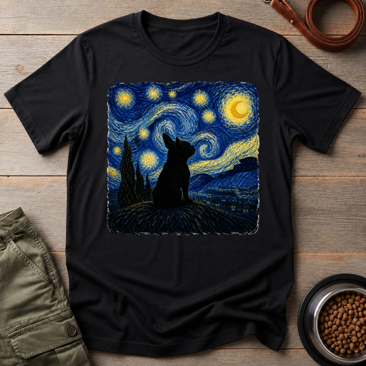 Van Gogh Starry Frenchie Tee