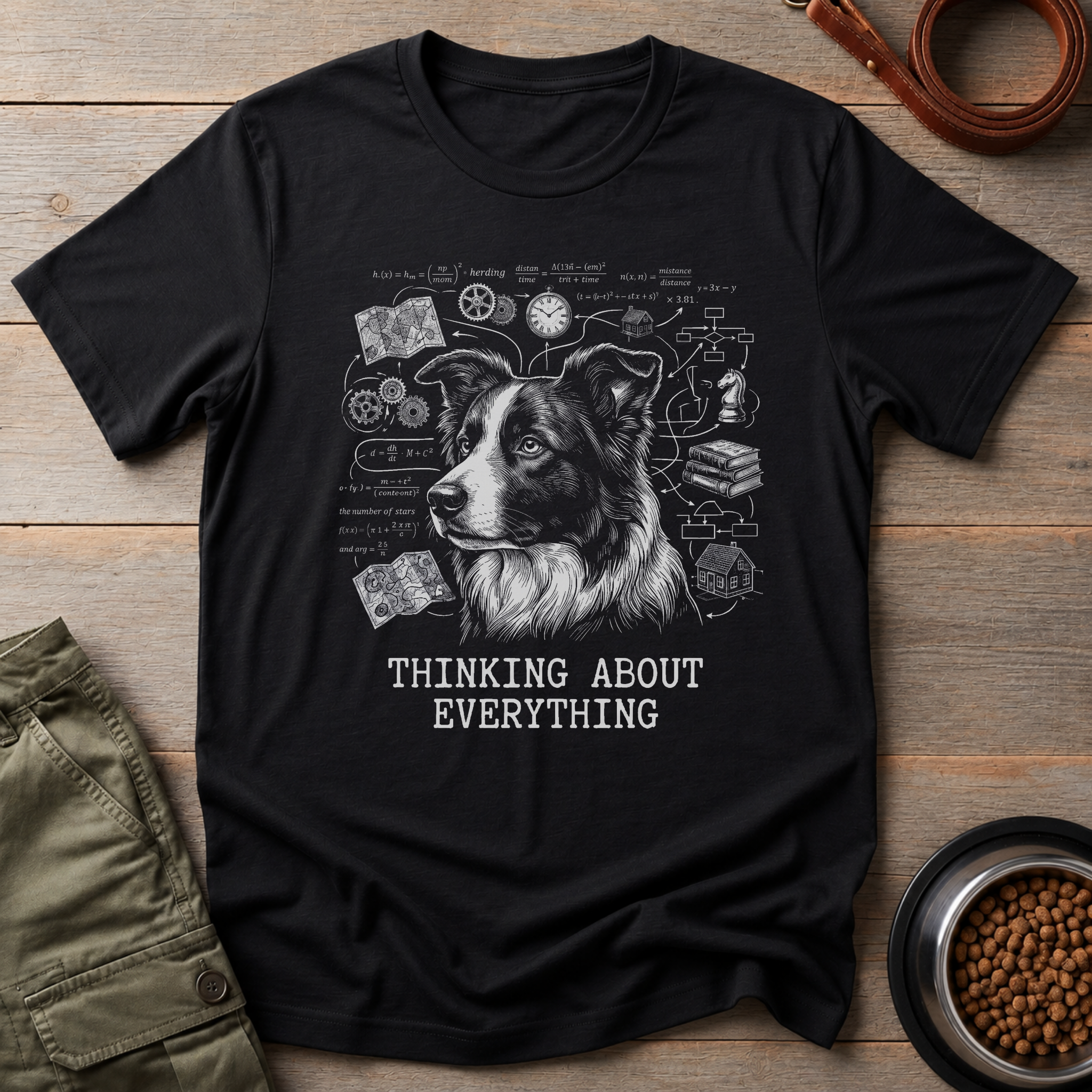 Border Collie Thinking About Everything Tee