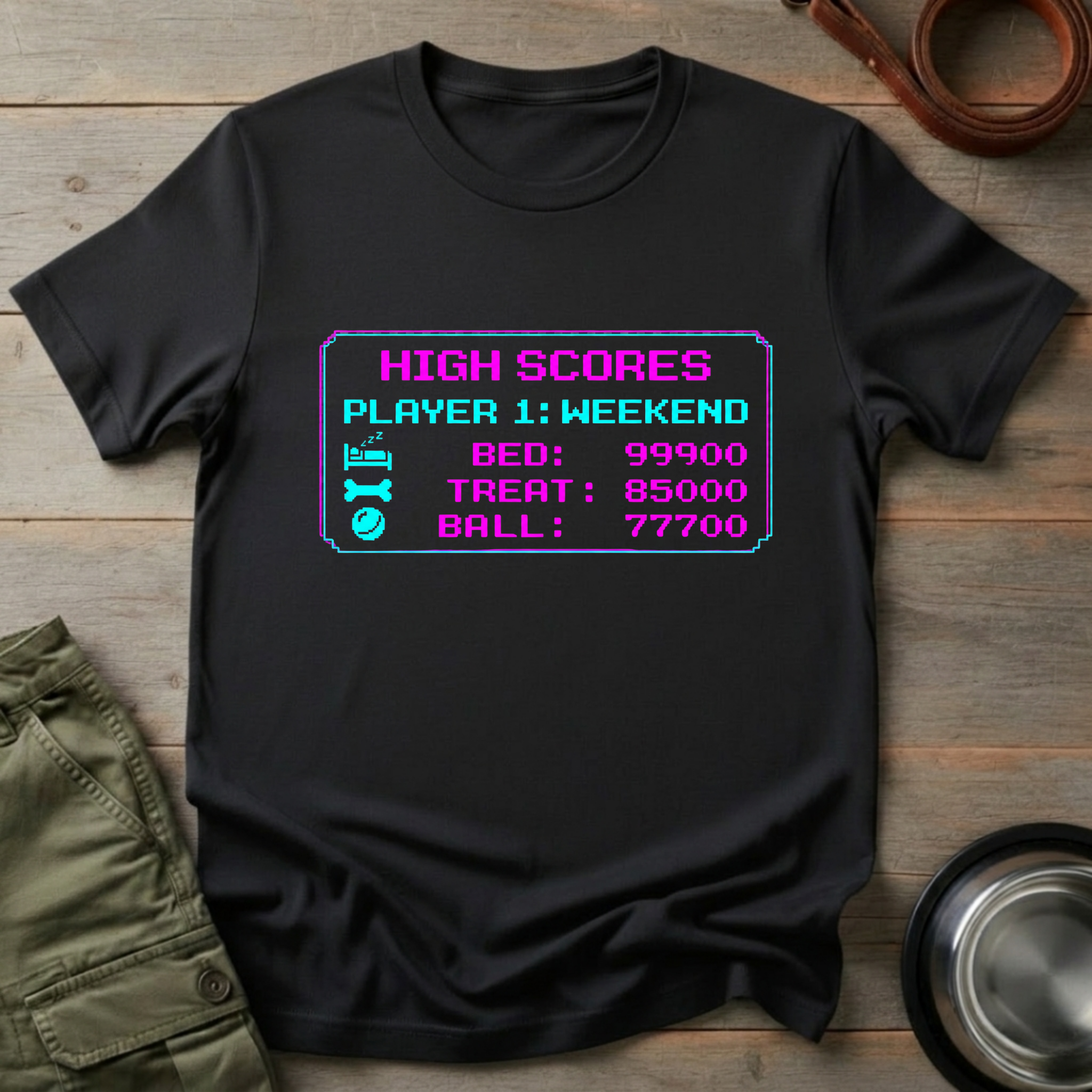 Weekend High Scores Dog Gamer Tee