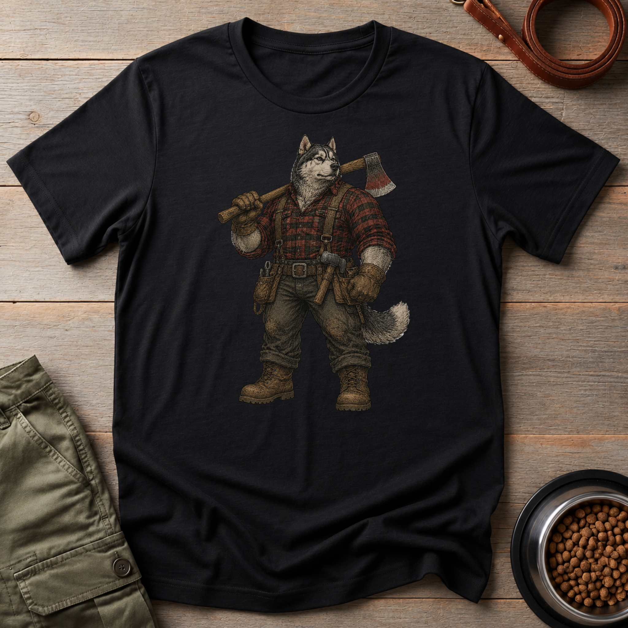 Husky Dressed As A Worker Tee