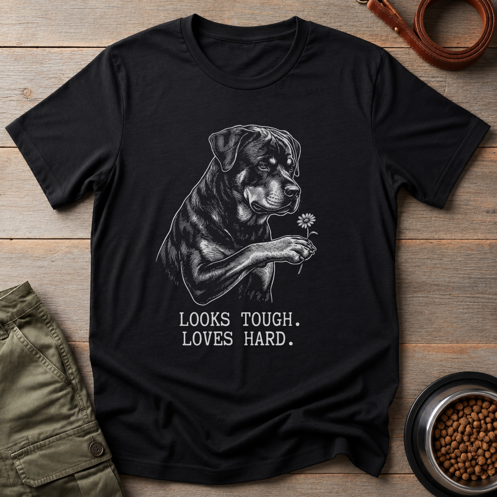 Rottweiler Looks Tough Loves Hard Tee