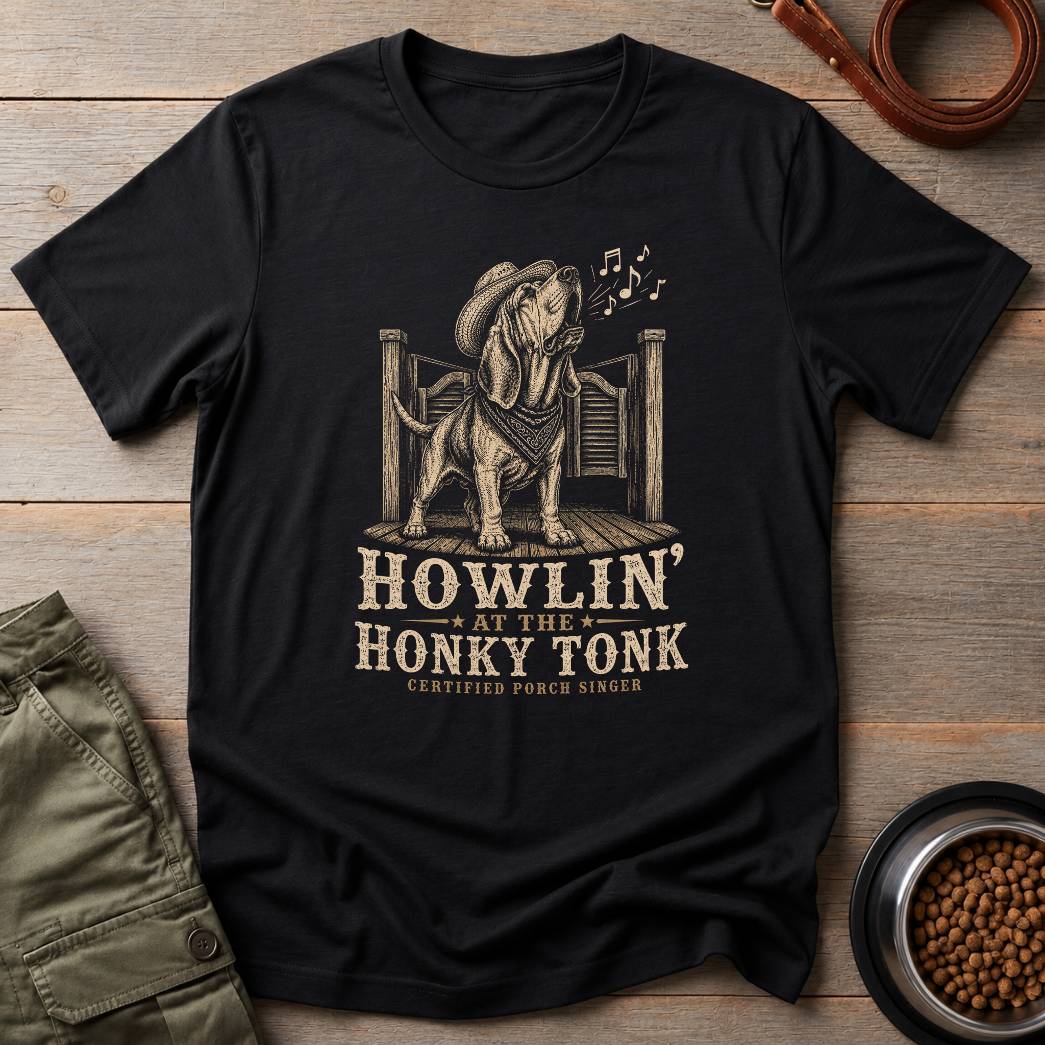 Bassett Hound Howlin' At The Honky Tonk Tee