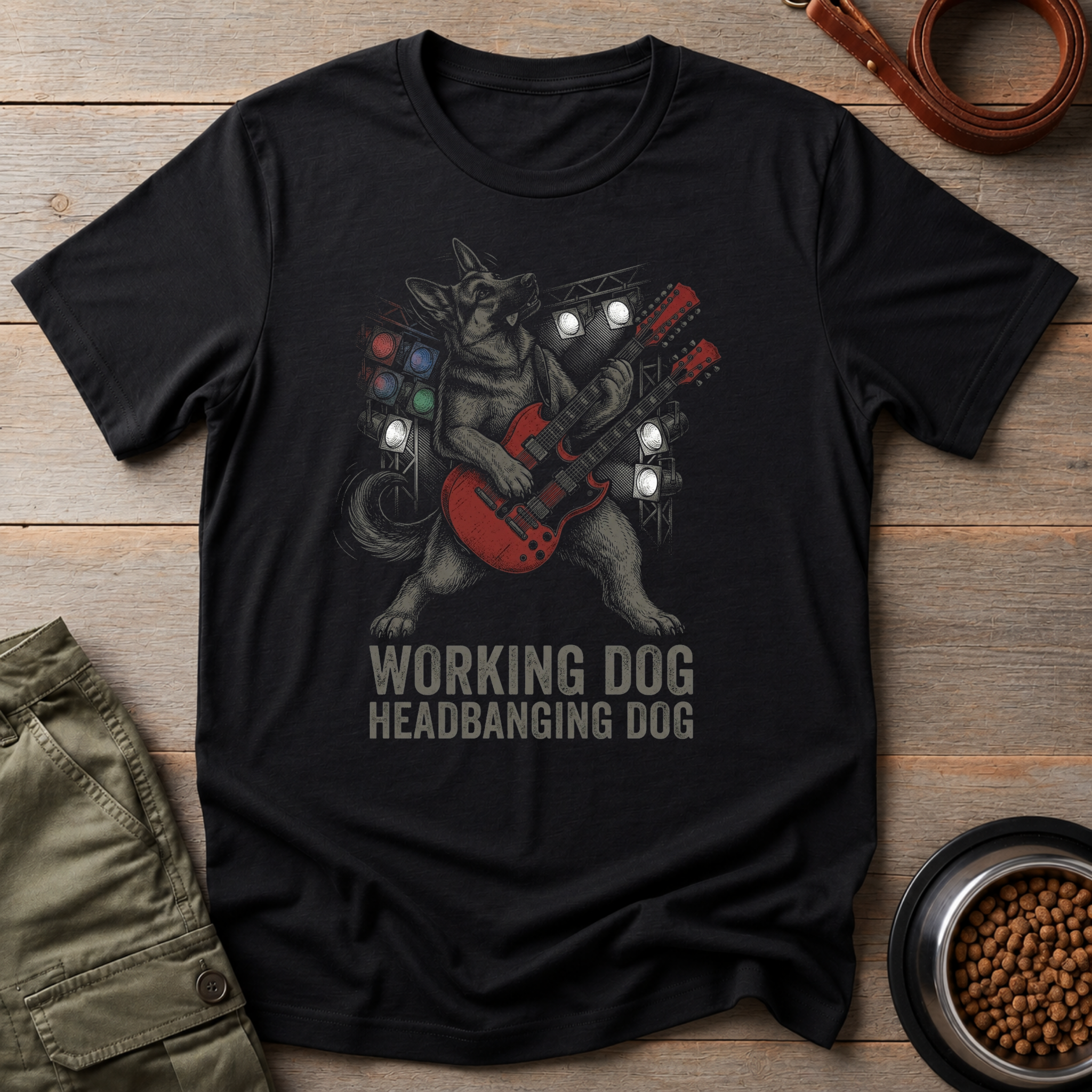 German Shepherd Metal Guitarist Tee