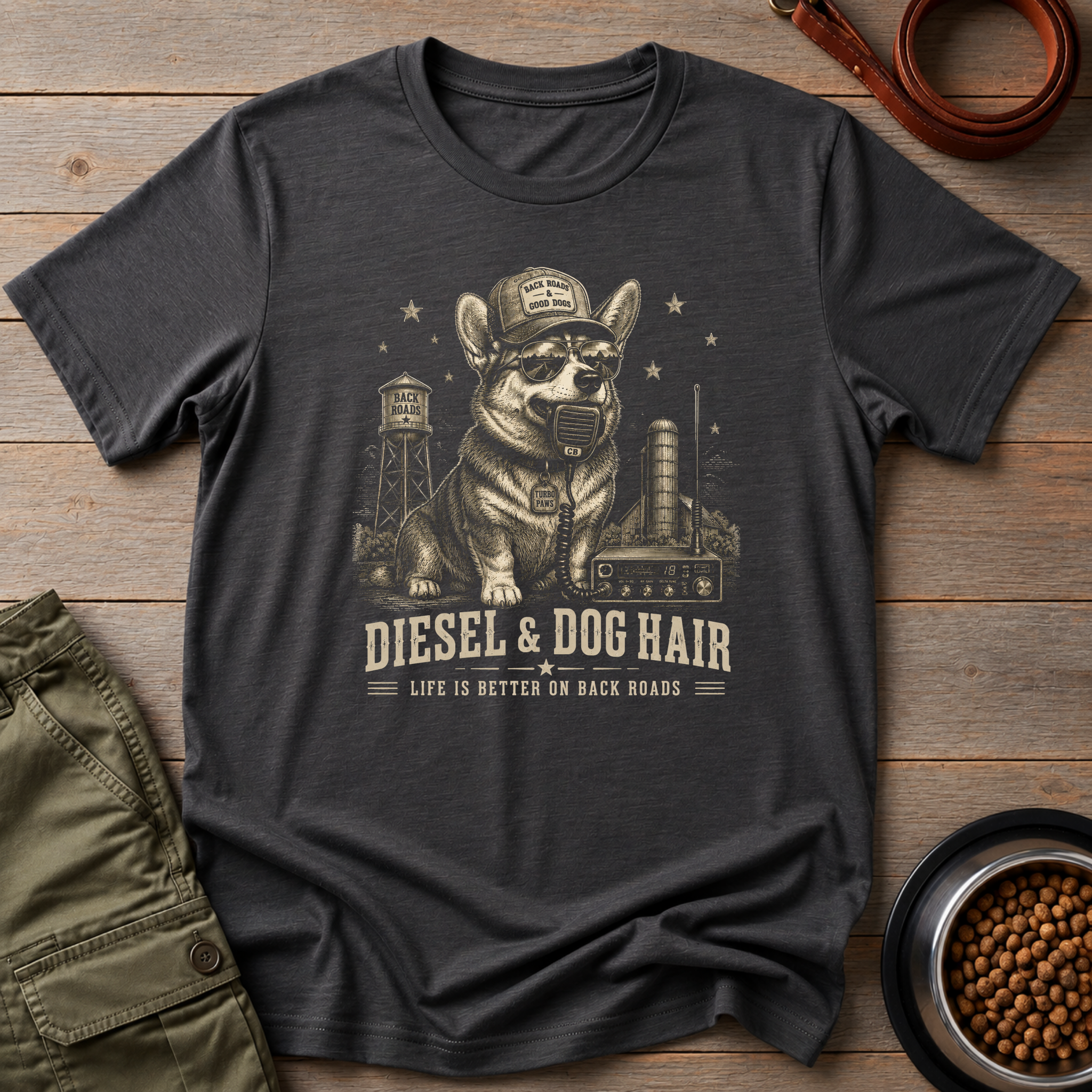 Corgi Diesel & Dog Hair Vintage Tee