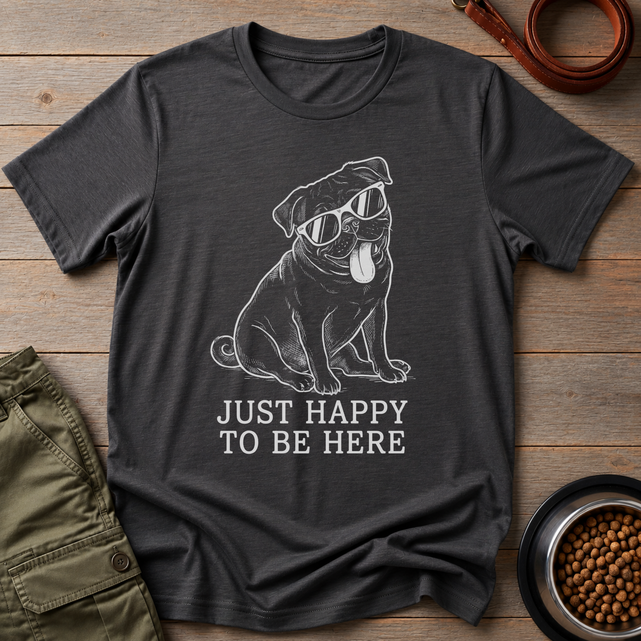 Pug Just Happy To Be Here Tee