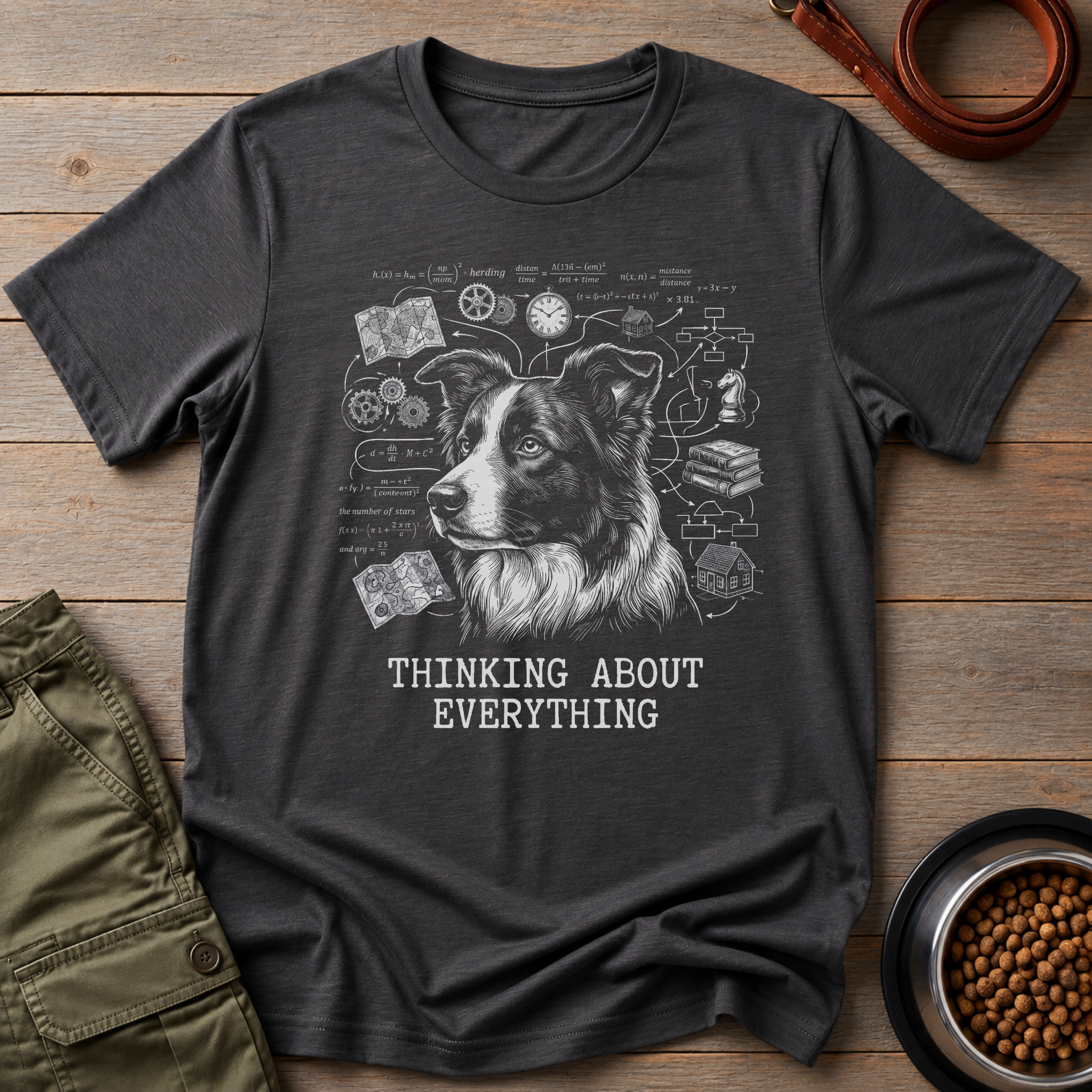 Border Collie Thinking About Everything Tee