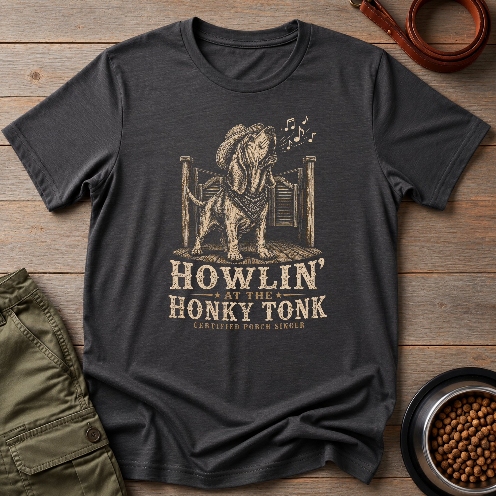 Bassett Hound Howlin' At The Honky Tonk Tee