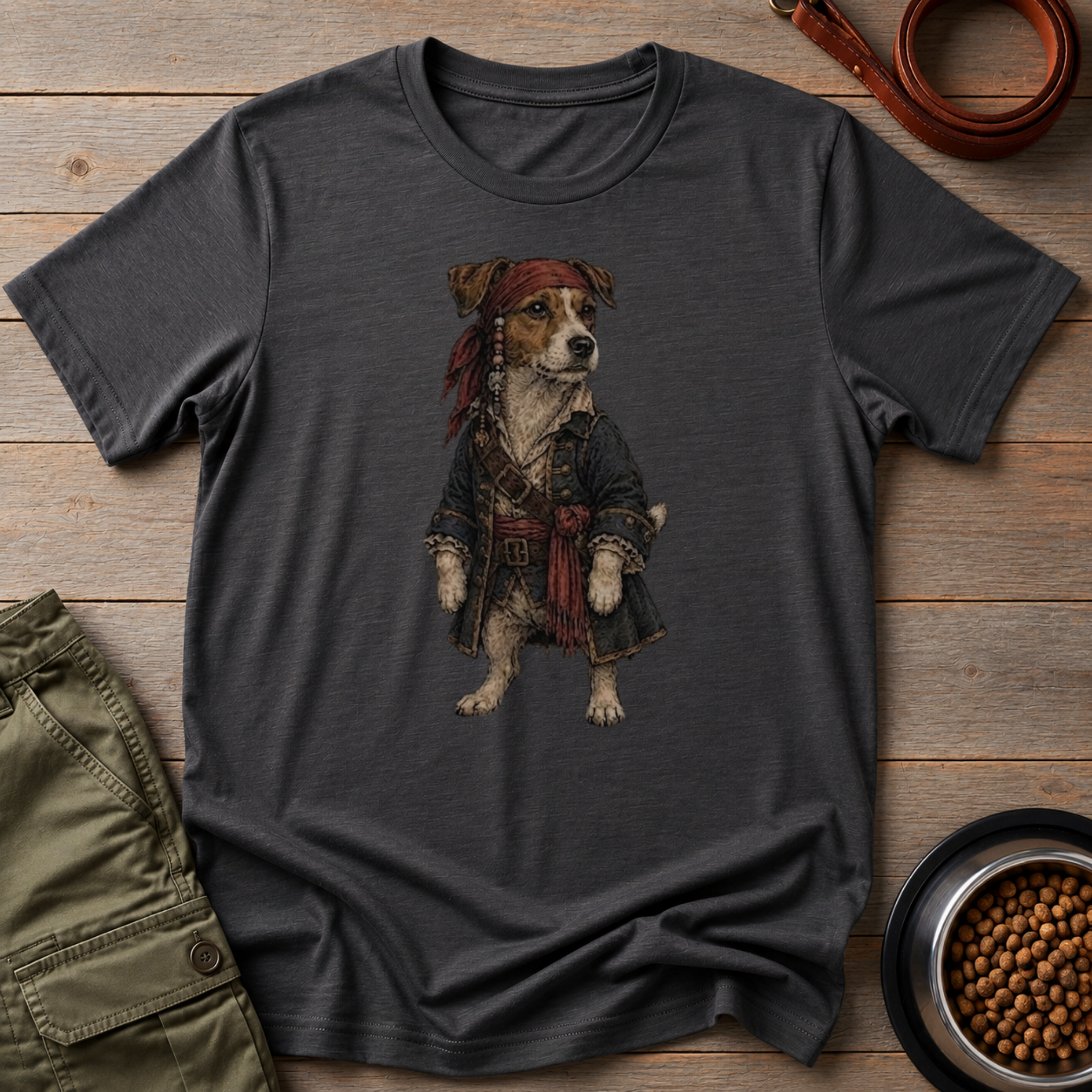 Jack Russell Dressed As Captain Jack Tee