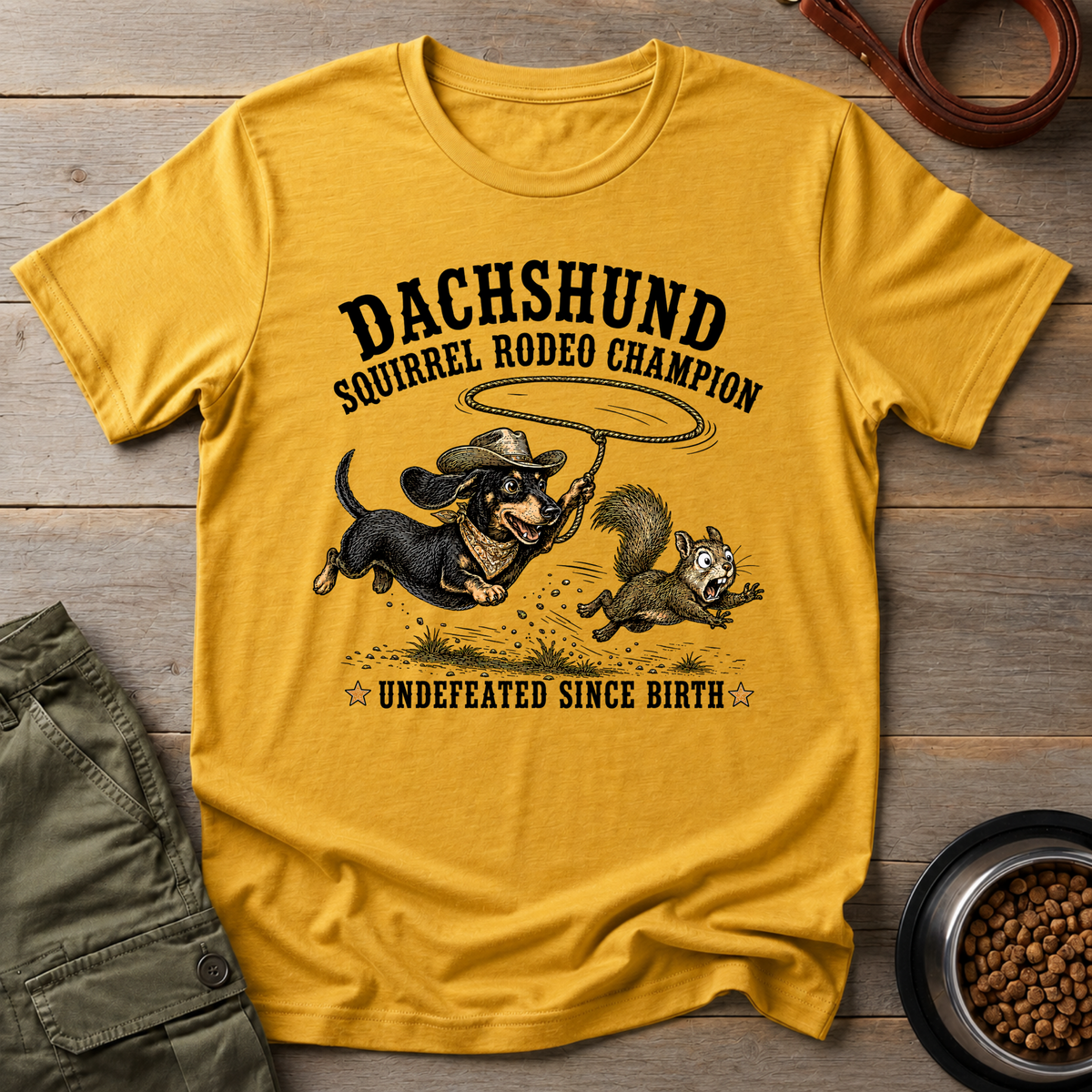 Dachshund Squirrel Rodeo Tee