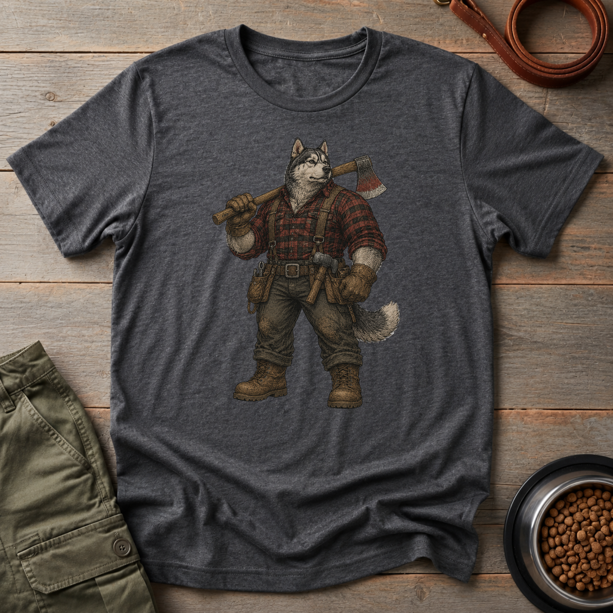 Husky Dressed As A Worker Tee