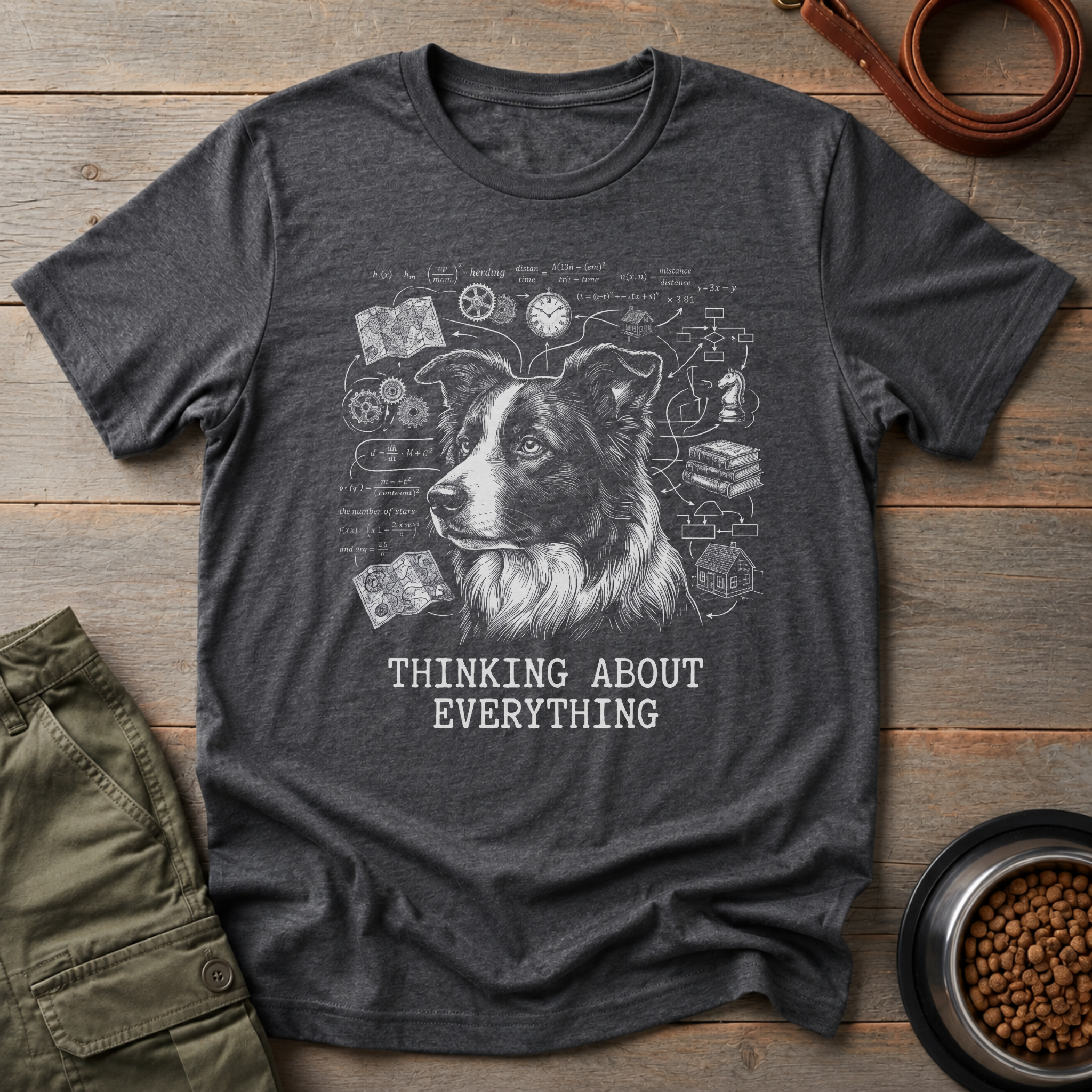 Border Collie Thinking About Everything Tee