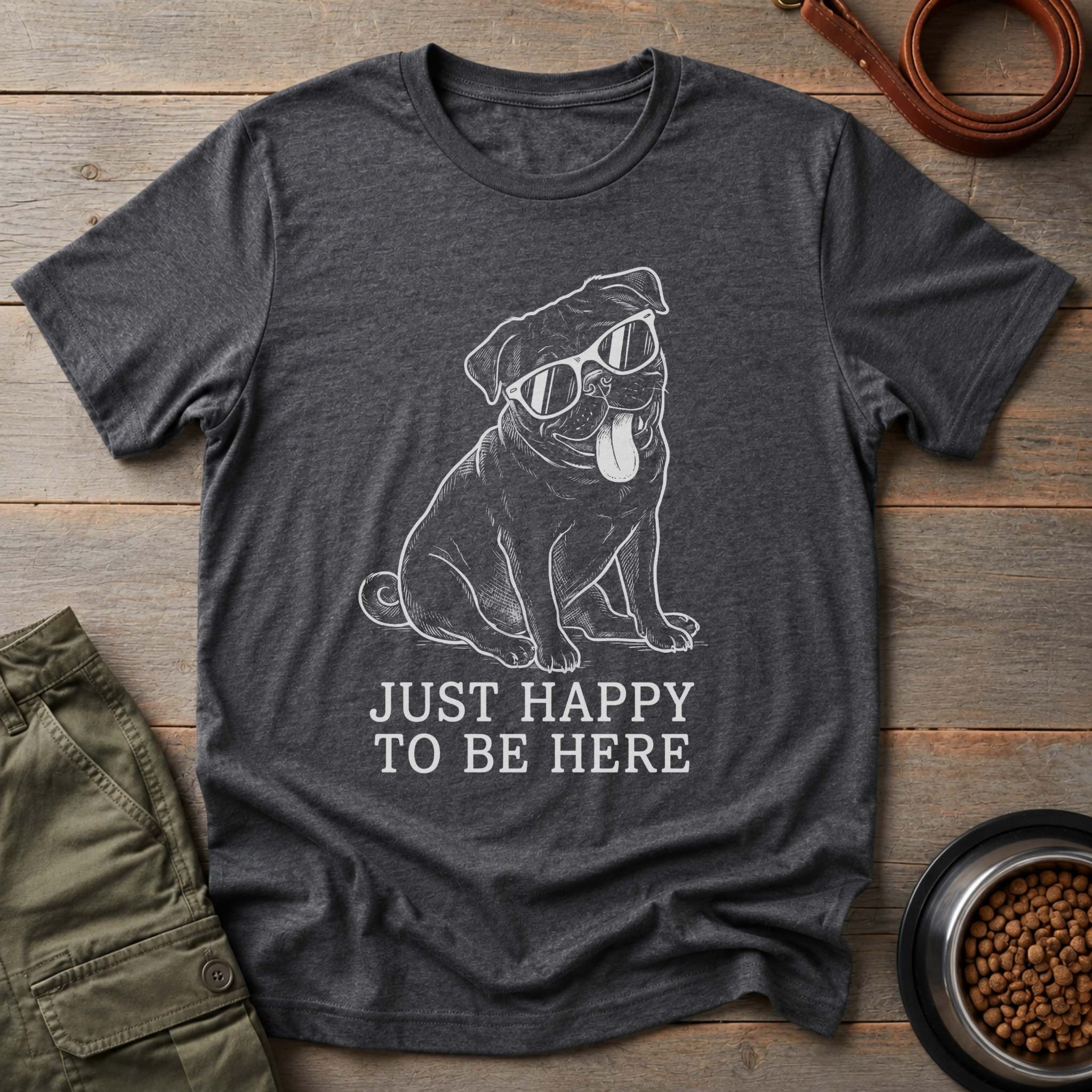 Pug Just Happy To Be Here Tee