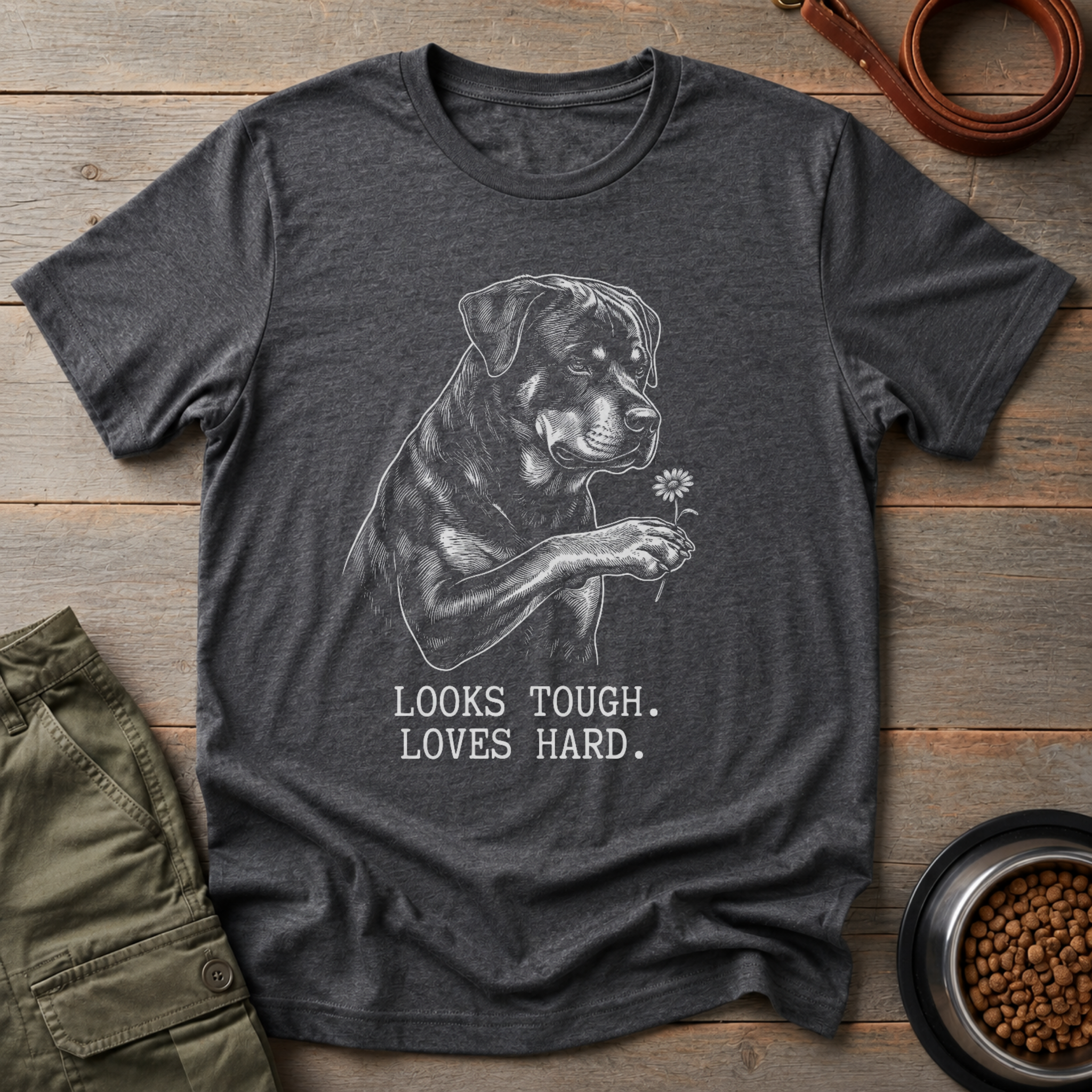Rottweiler Looks Tough Loves Hard Tee