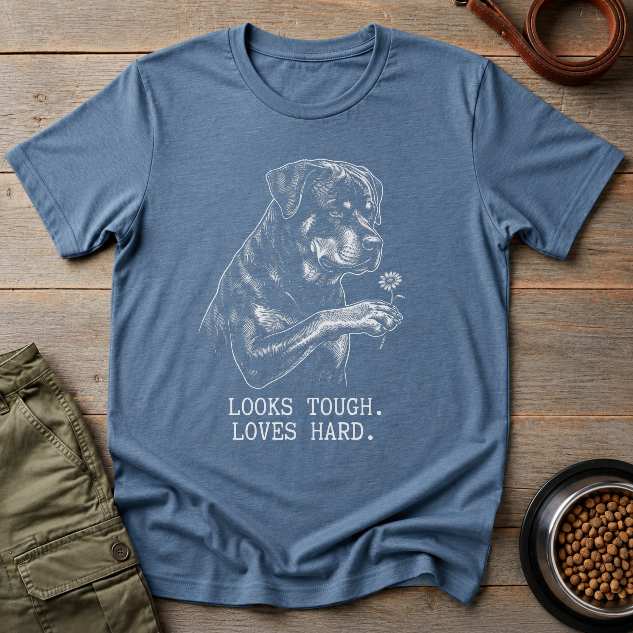 Rottweiler Looks Tough Loves Hard Tee