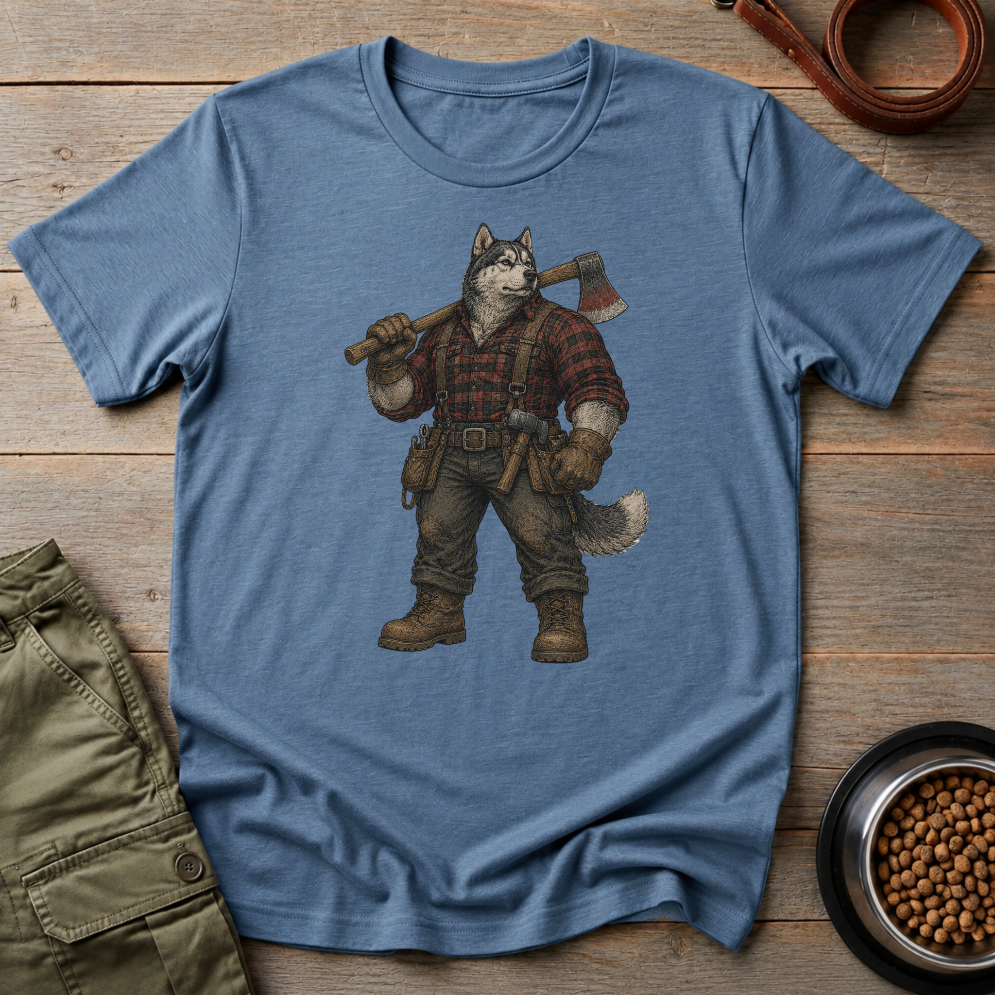 Husky Dressed As A Worker Tee