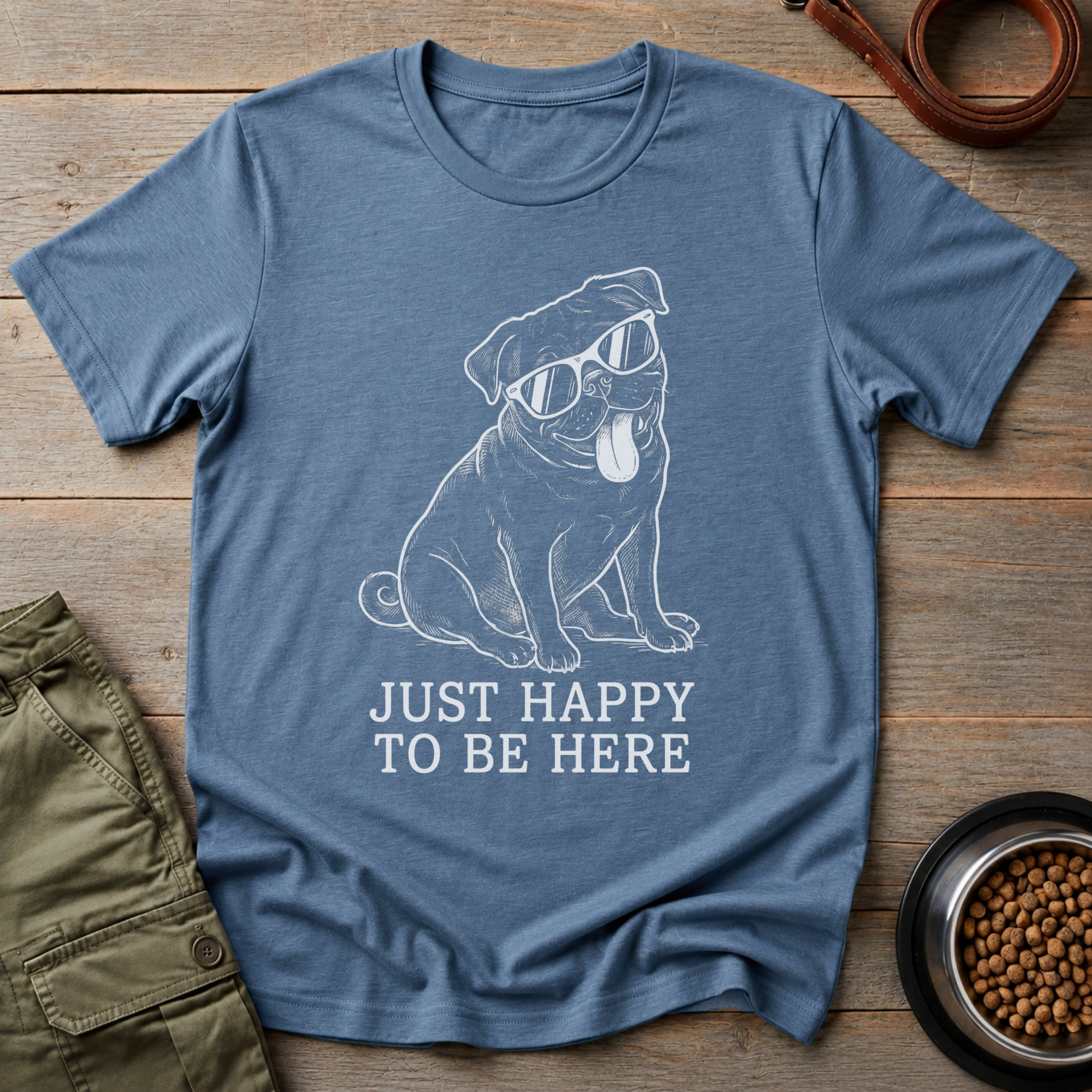 Pug Just Happy To Be Here Tee