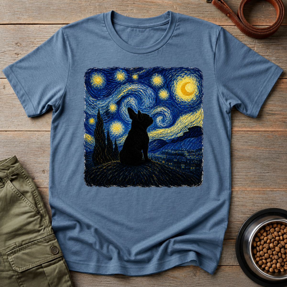Van Gogh Starry Frenchie Tee