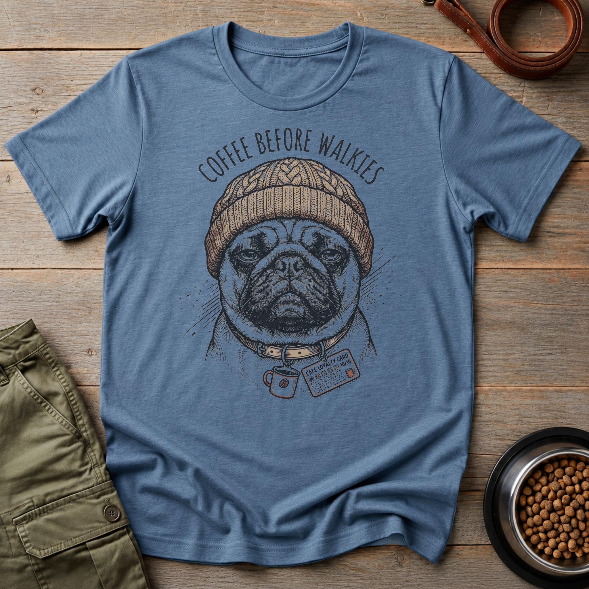 Pug Coffee Before Walkies Tee