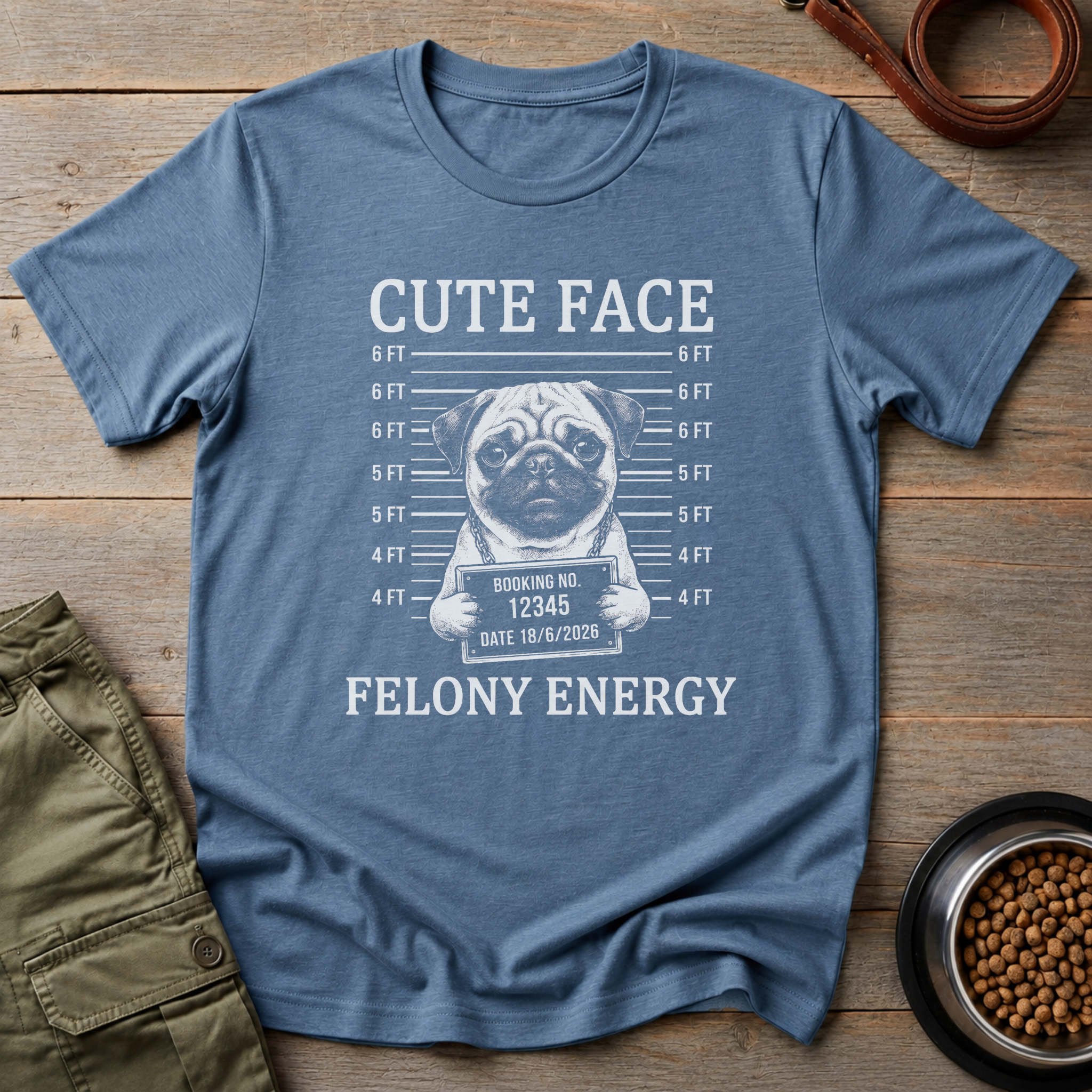 Pug Cute Face Felony Energy Tee