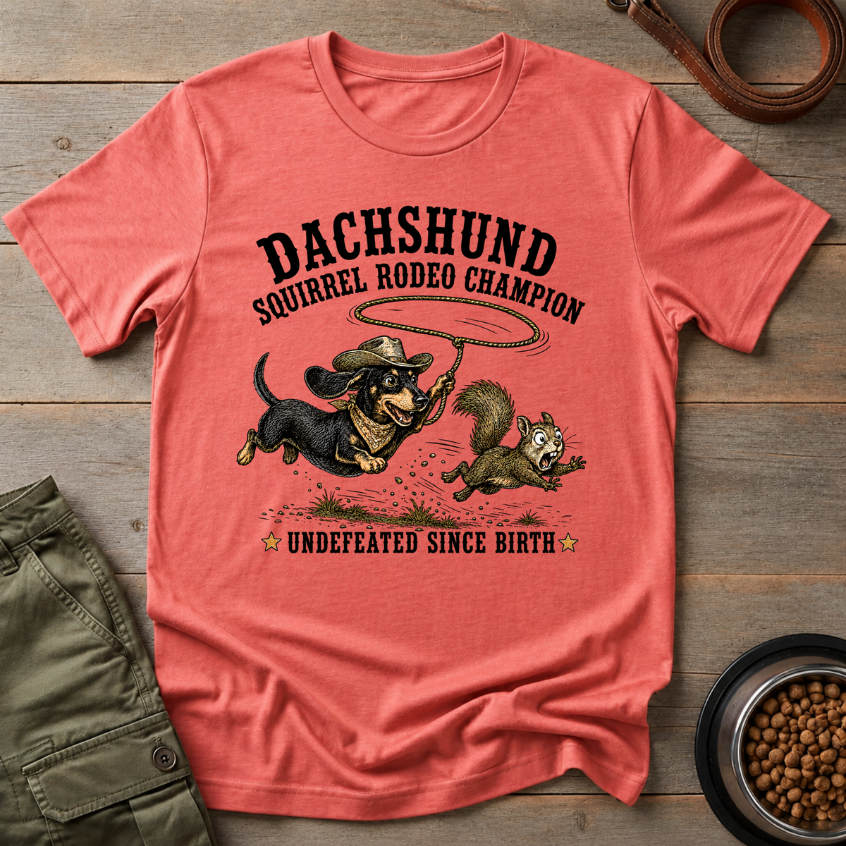 Dachshund Squirrel Rodeo Tee