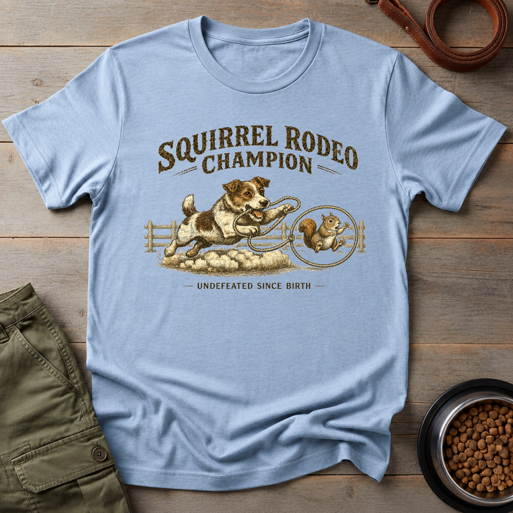Jack Russell Terrier Squirrel Rodeo Champion Tee