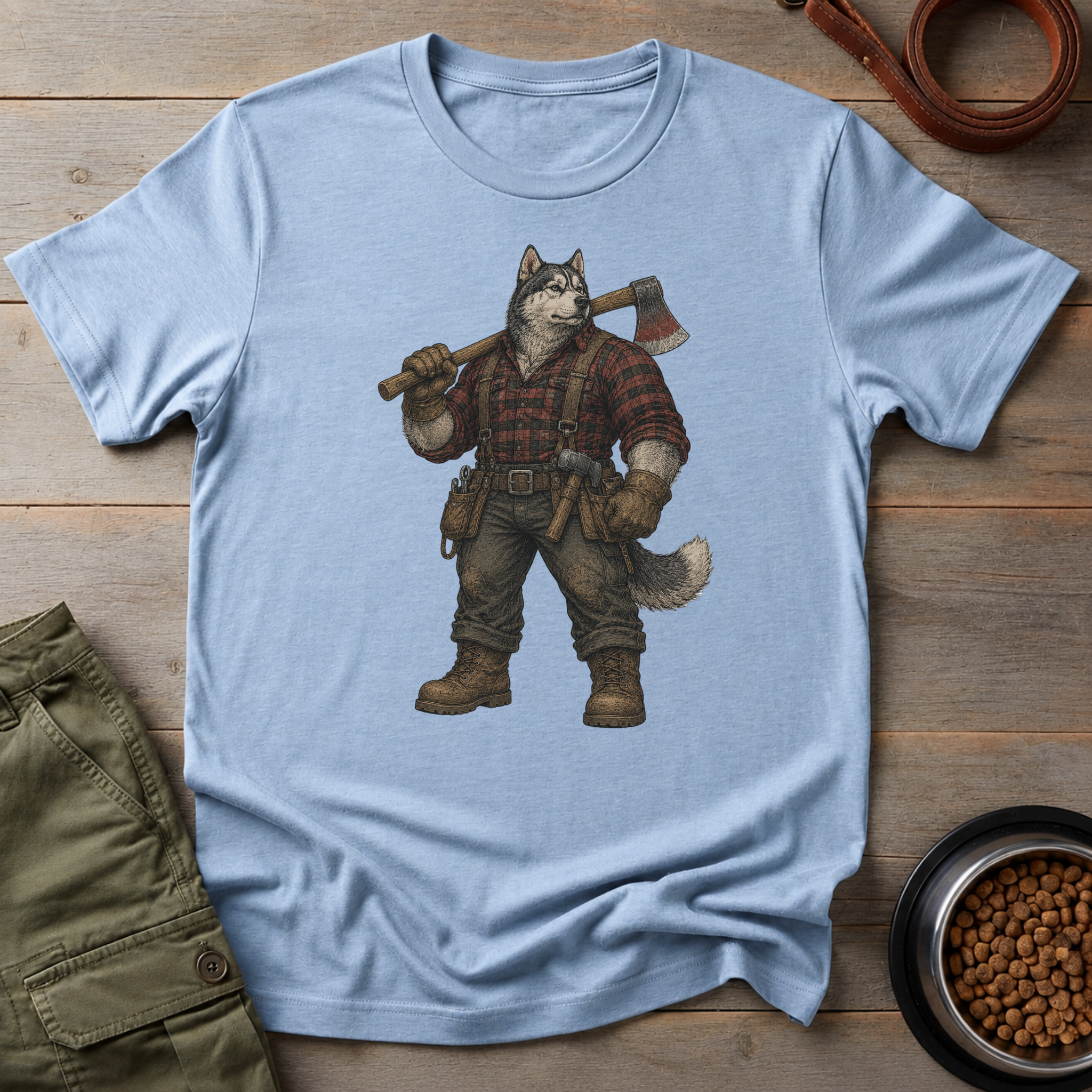 Husky Dressed As A Worker Tee