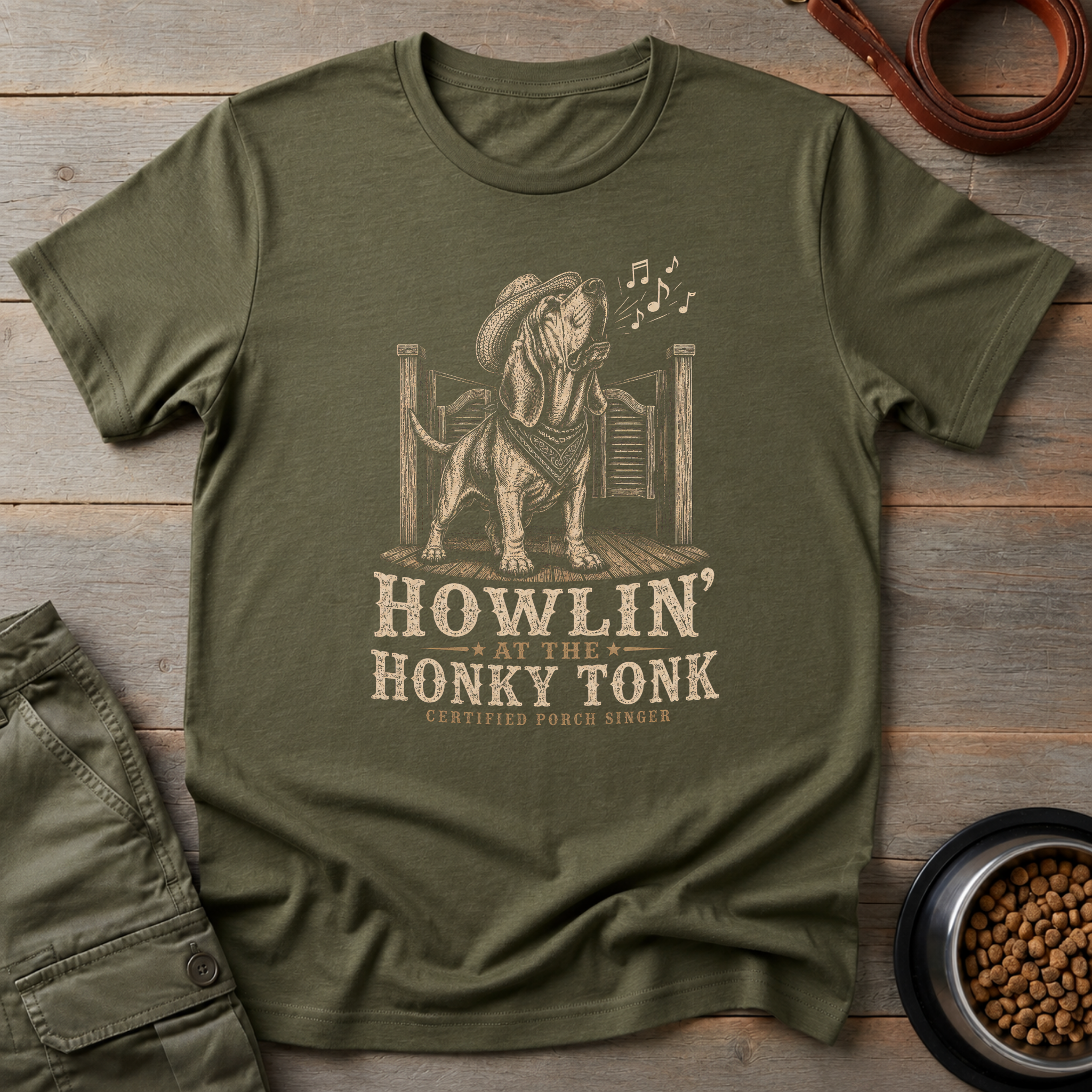 Bassett Hound Howlin' At The Honky Tonk Tee