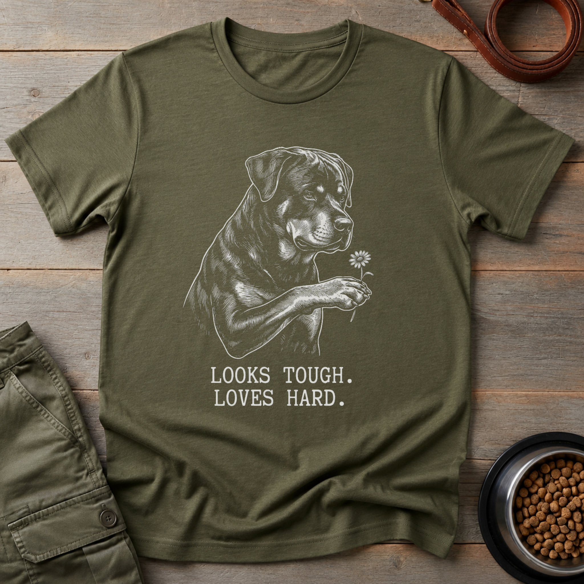 Rottweiler Looks Tough Loves Hard Tee