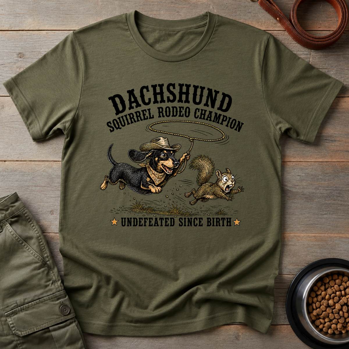 Dachshund Squirrel Rodeo Tee