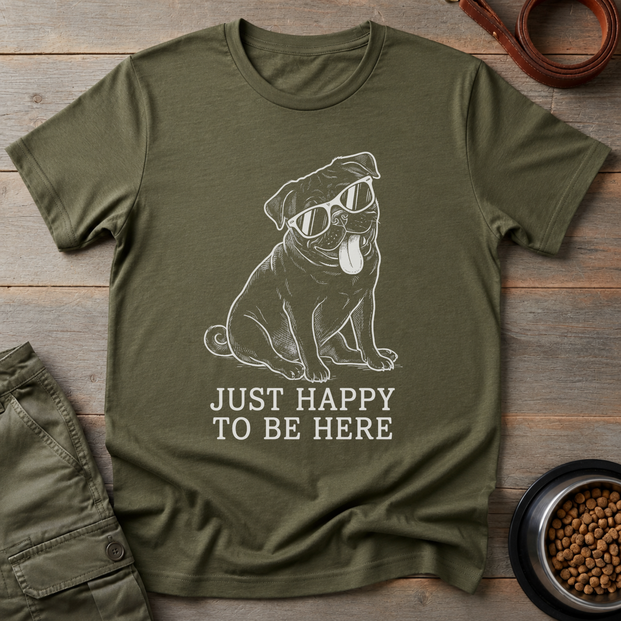 Pug Just Happy To Be Here Tee