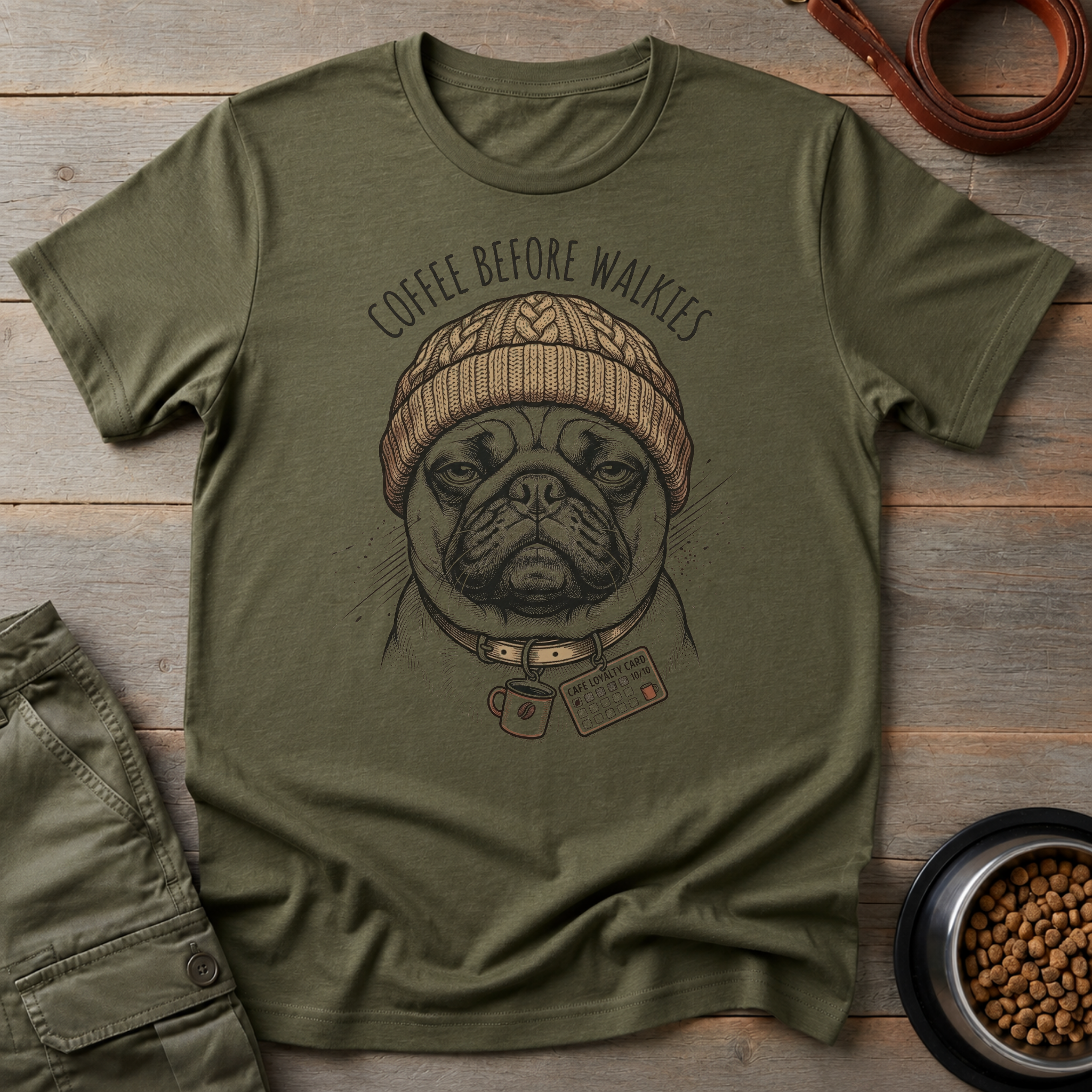 Pug Coffee Before Walkies Tee