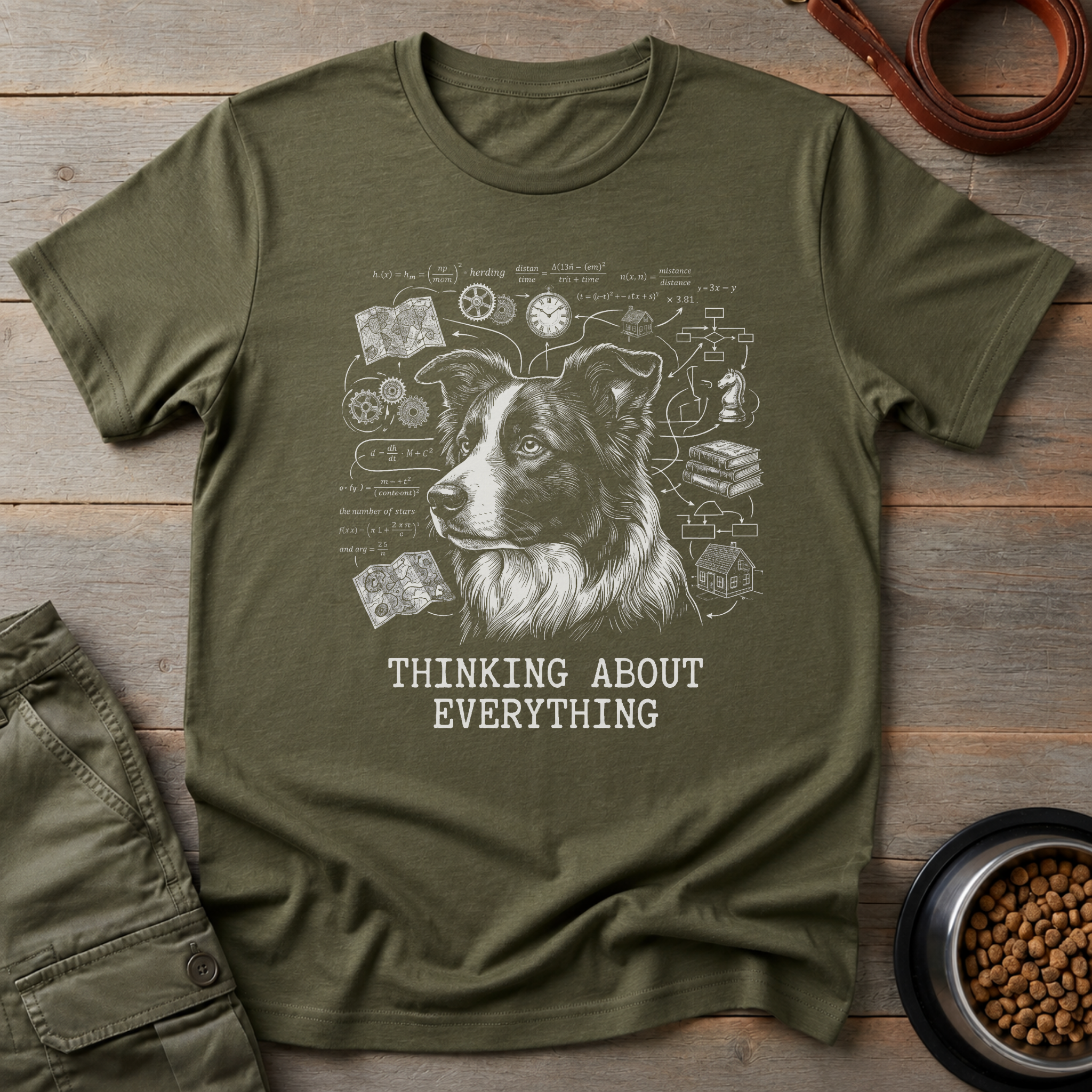 Border Collie Thinking About Everything Tee