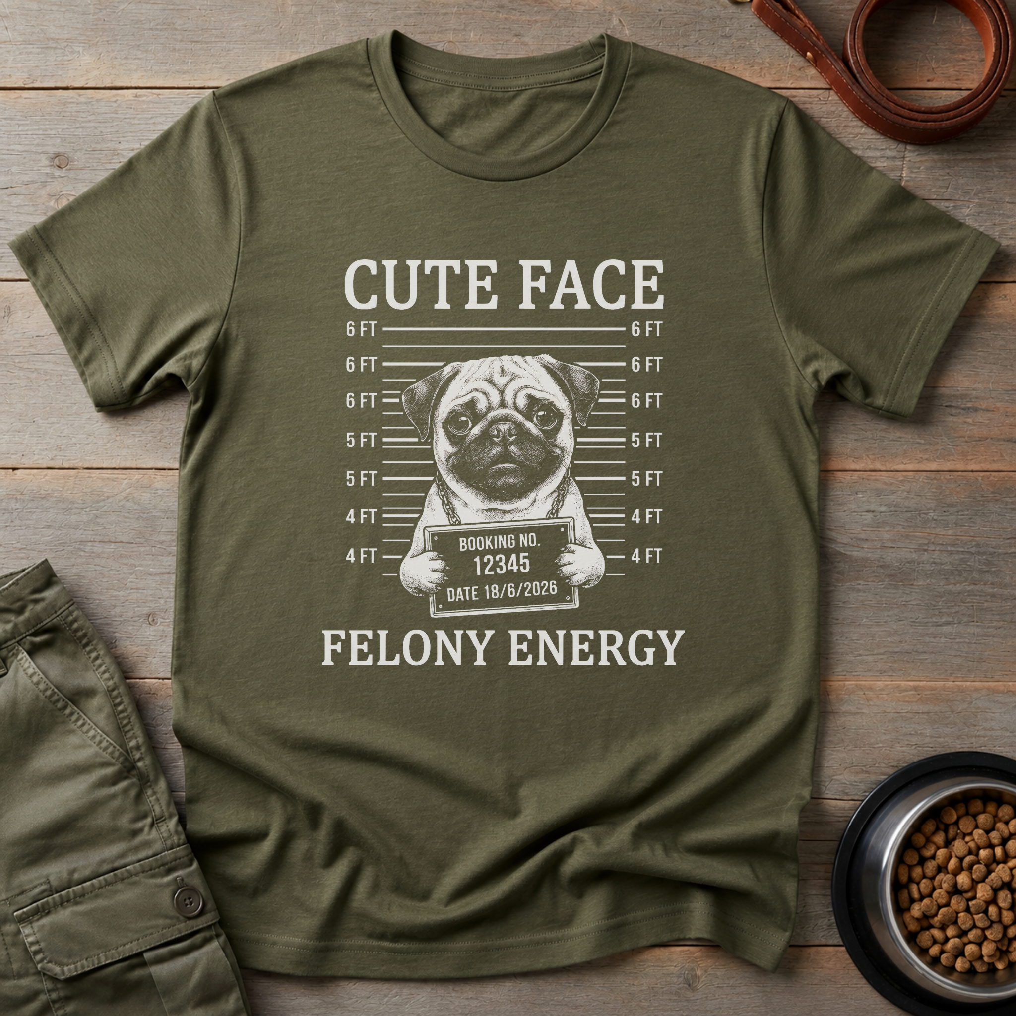Pug Cute Face Felony Energy Tee
