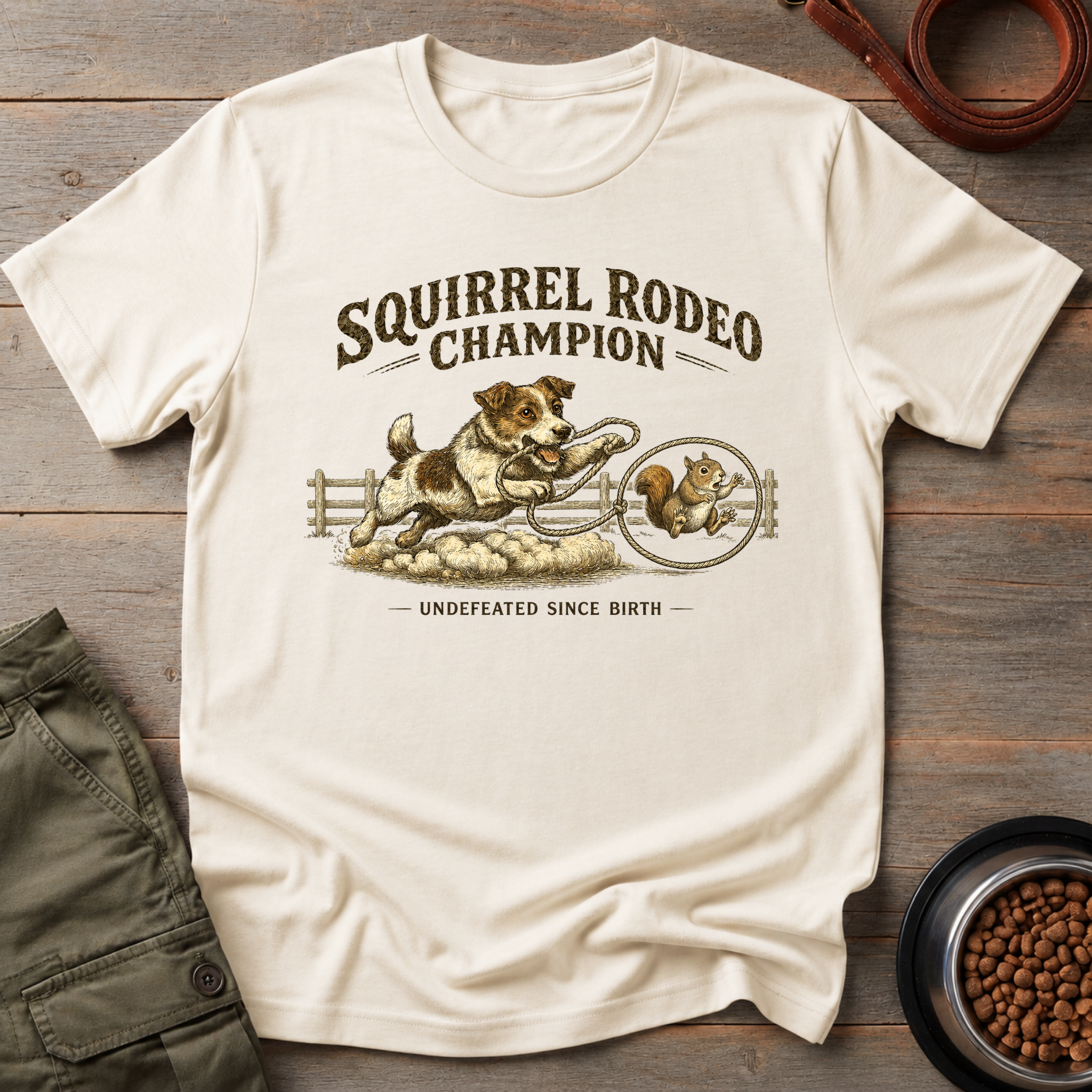 Jack Russell Terrier Squirrel Rodeo Champion Tee