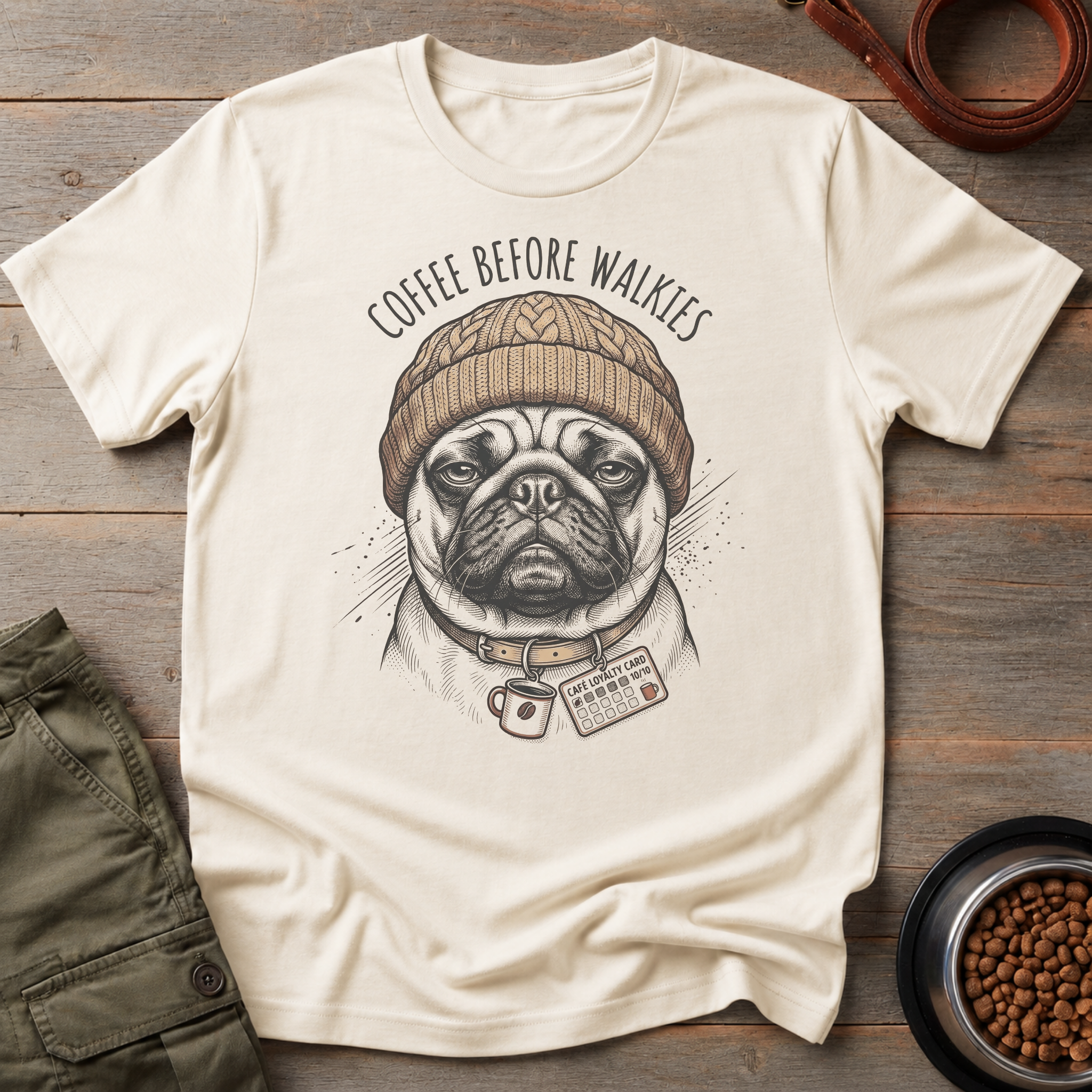 Pug Coffee Before Walkies Tee