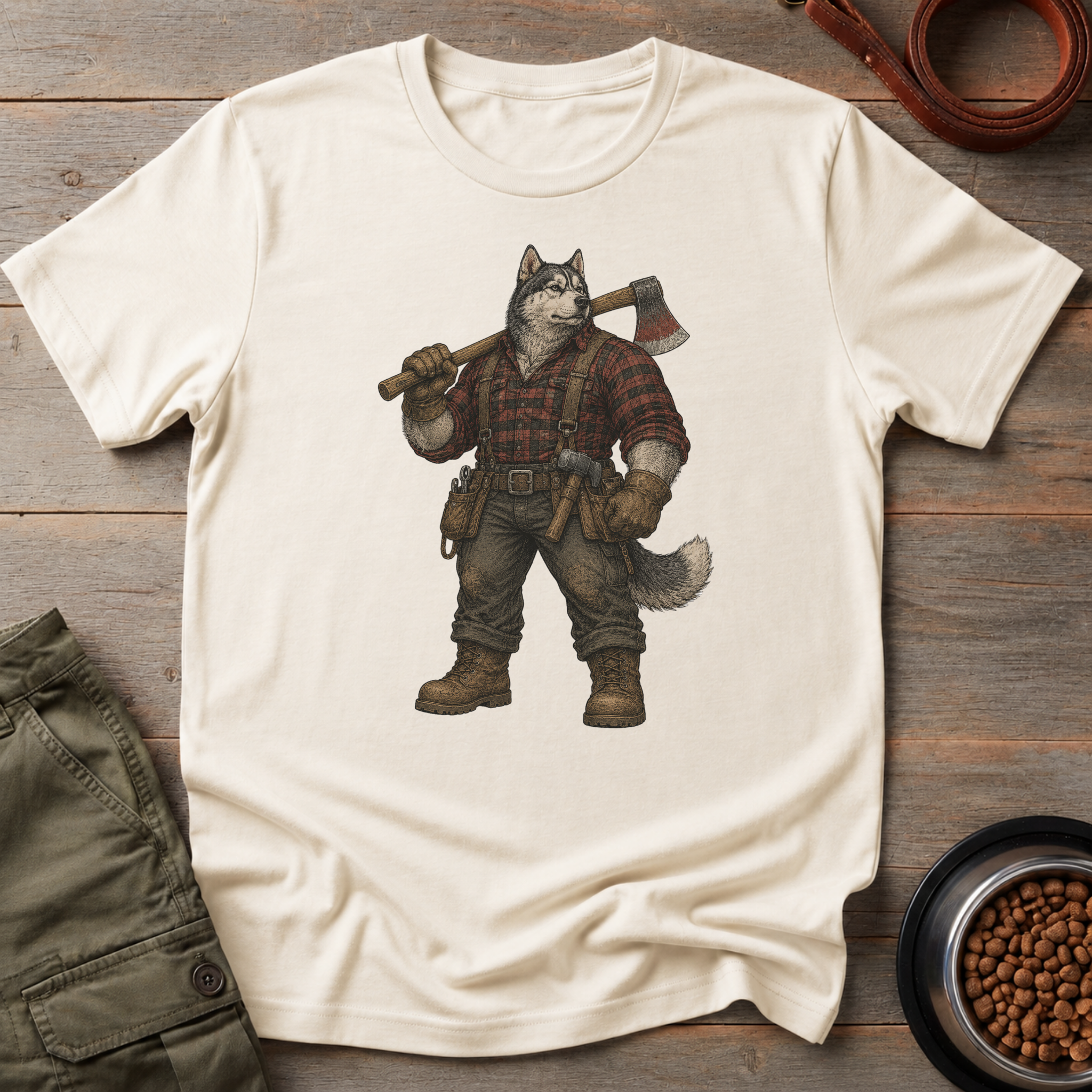 Husky Dressed As A Worker Tee