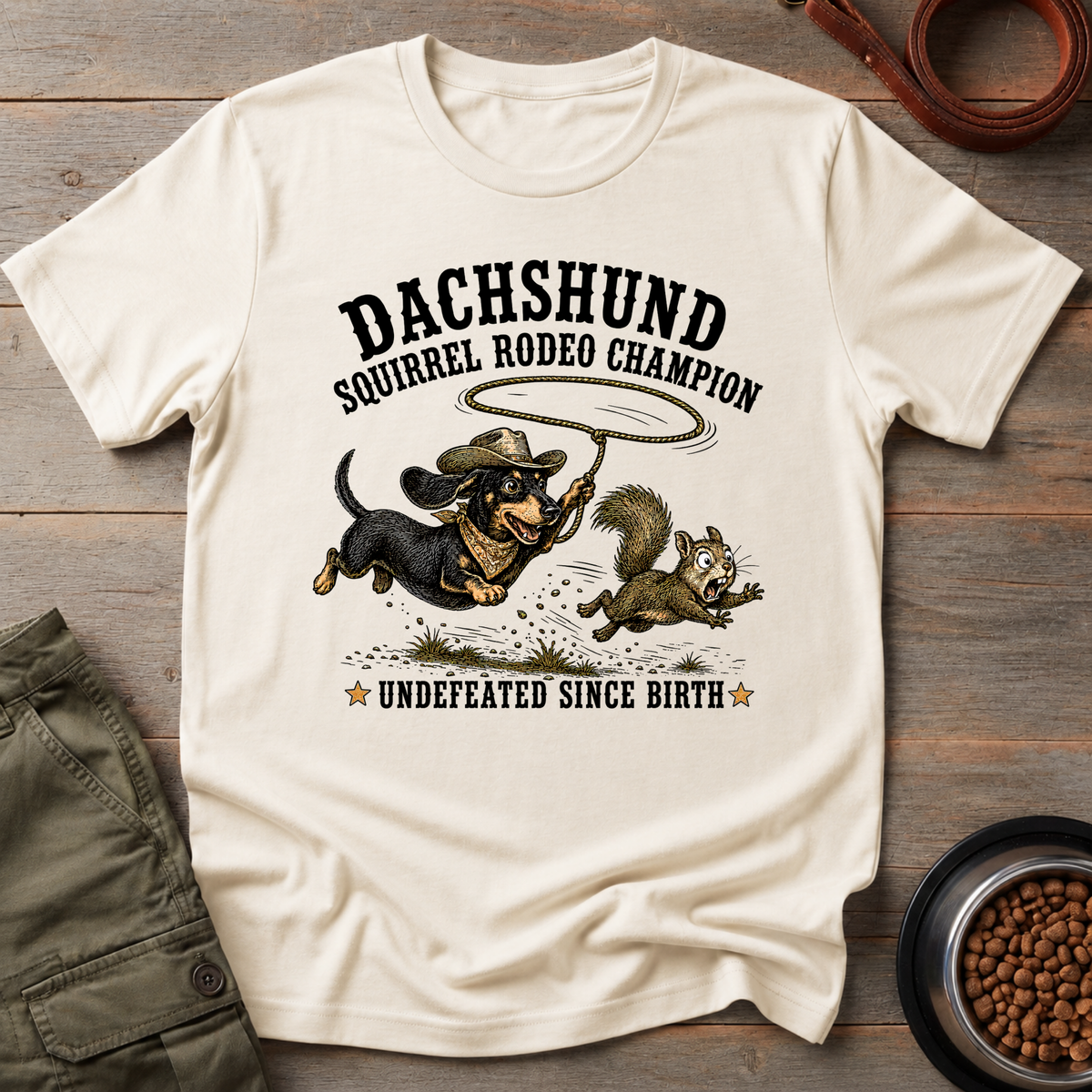 Dachshund Squirrel Rodeo Tee