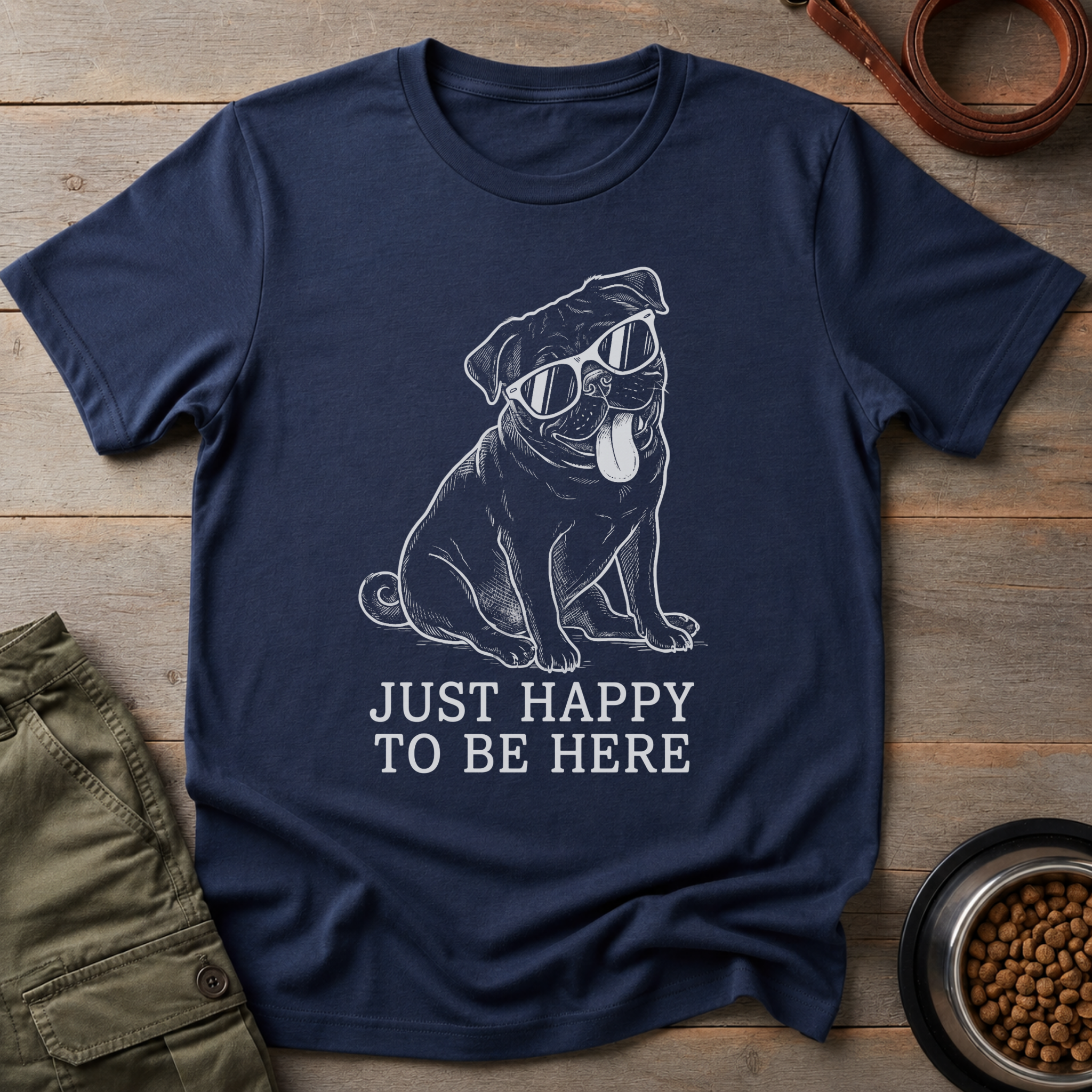 Pug Just Happy To Be Here Tee