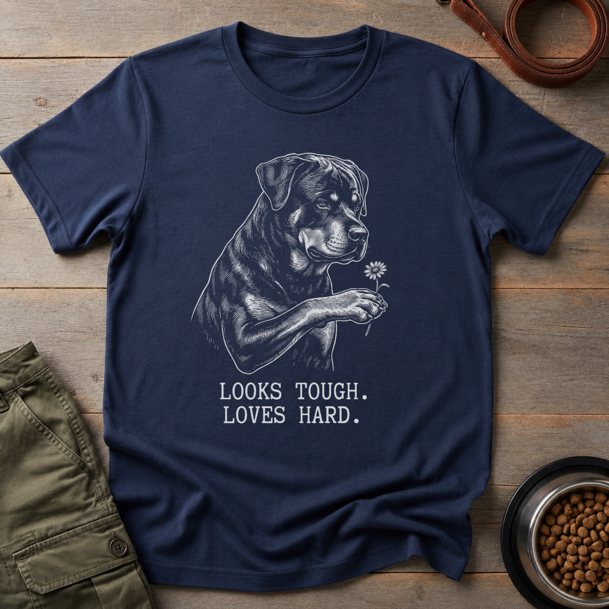 Rottweiler Looks Tough Loves Hard Tee