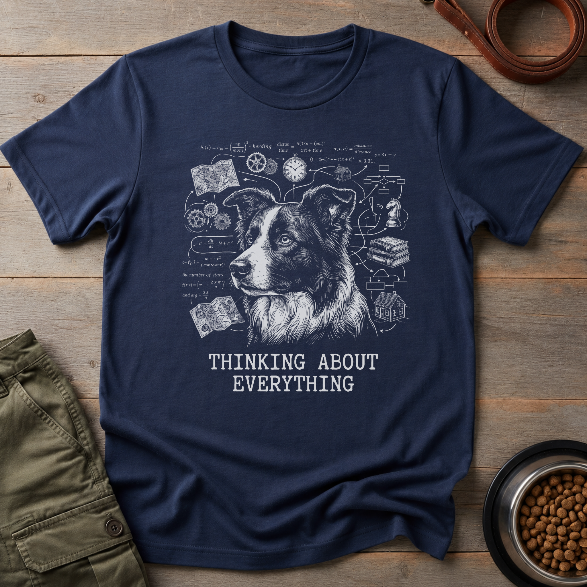 Border Collie Thinking About Everything Tee