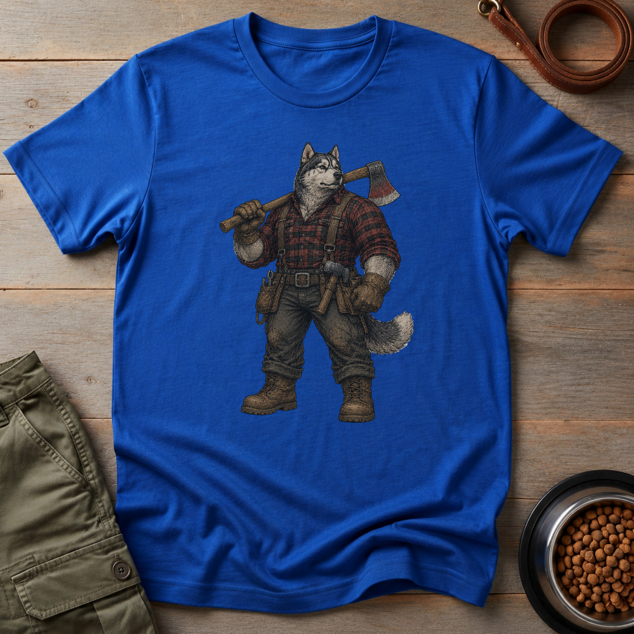 Husky Dressed As A Worker Tee