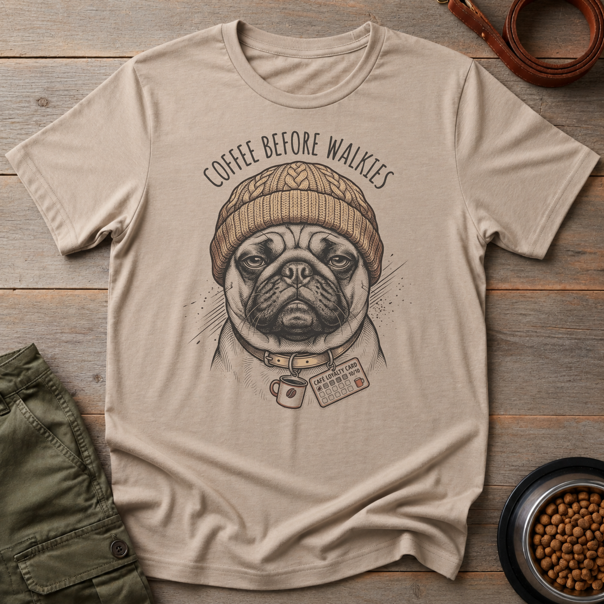 Pug Coffee Before Walkies Tee