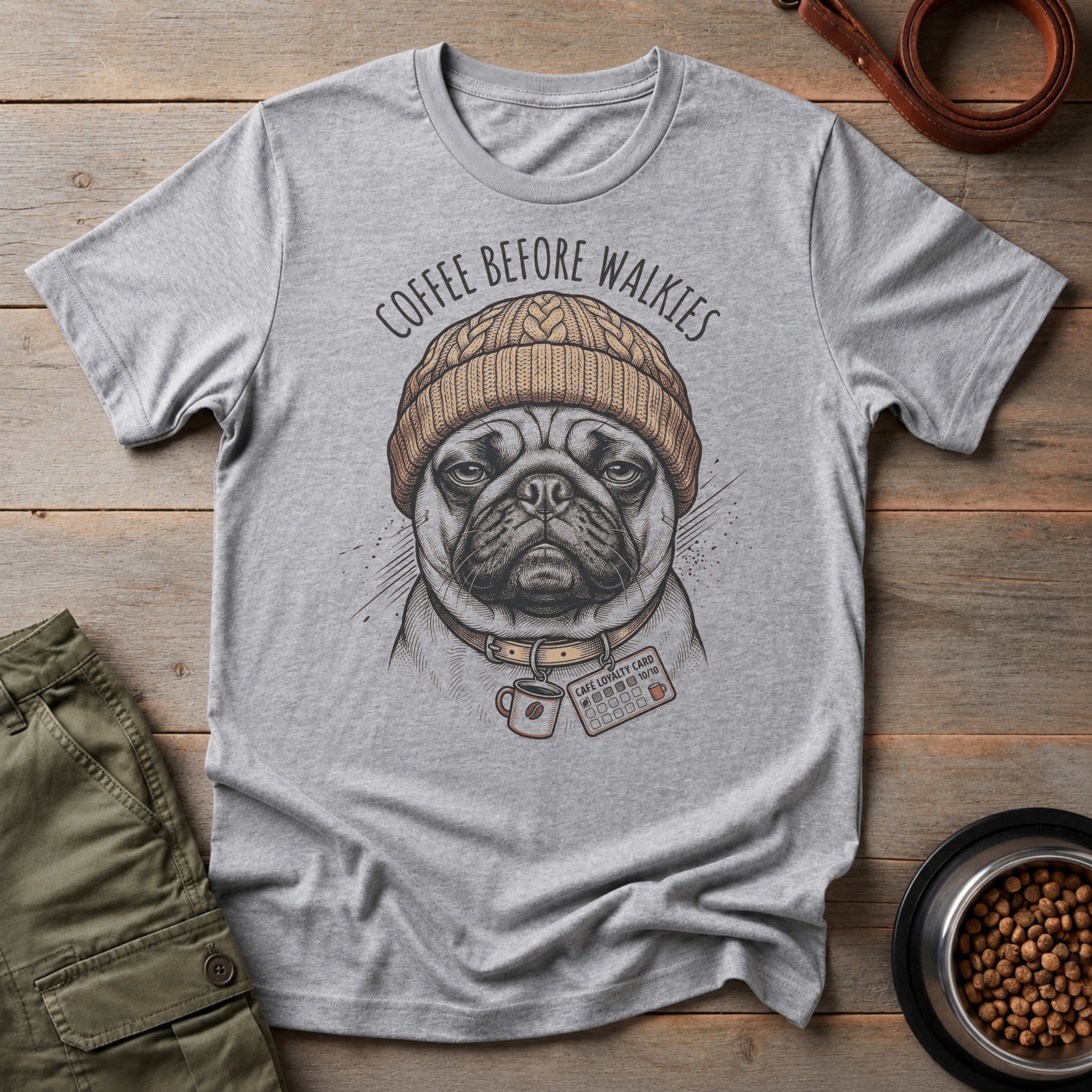 Pug Coffee Before Walkies Tee