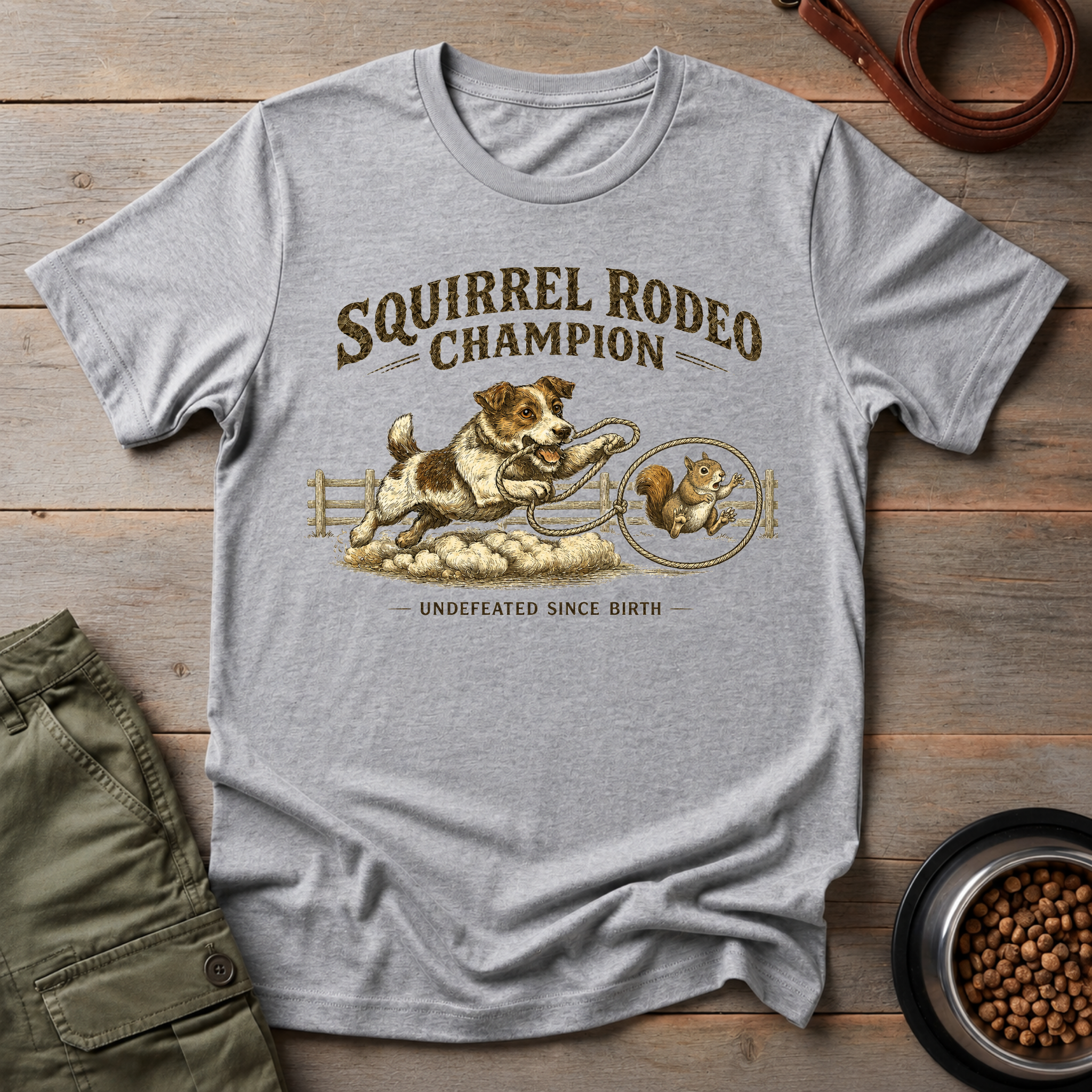 Jack Russell Terrier Squirrel Rodeo Champion Tee