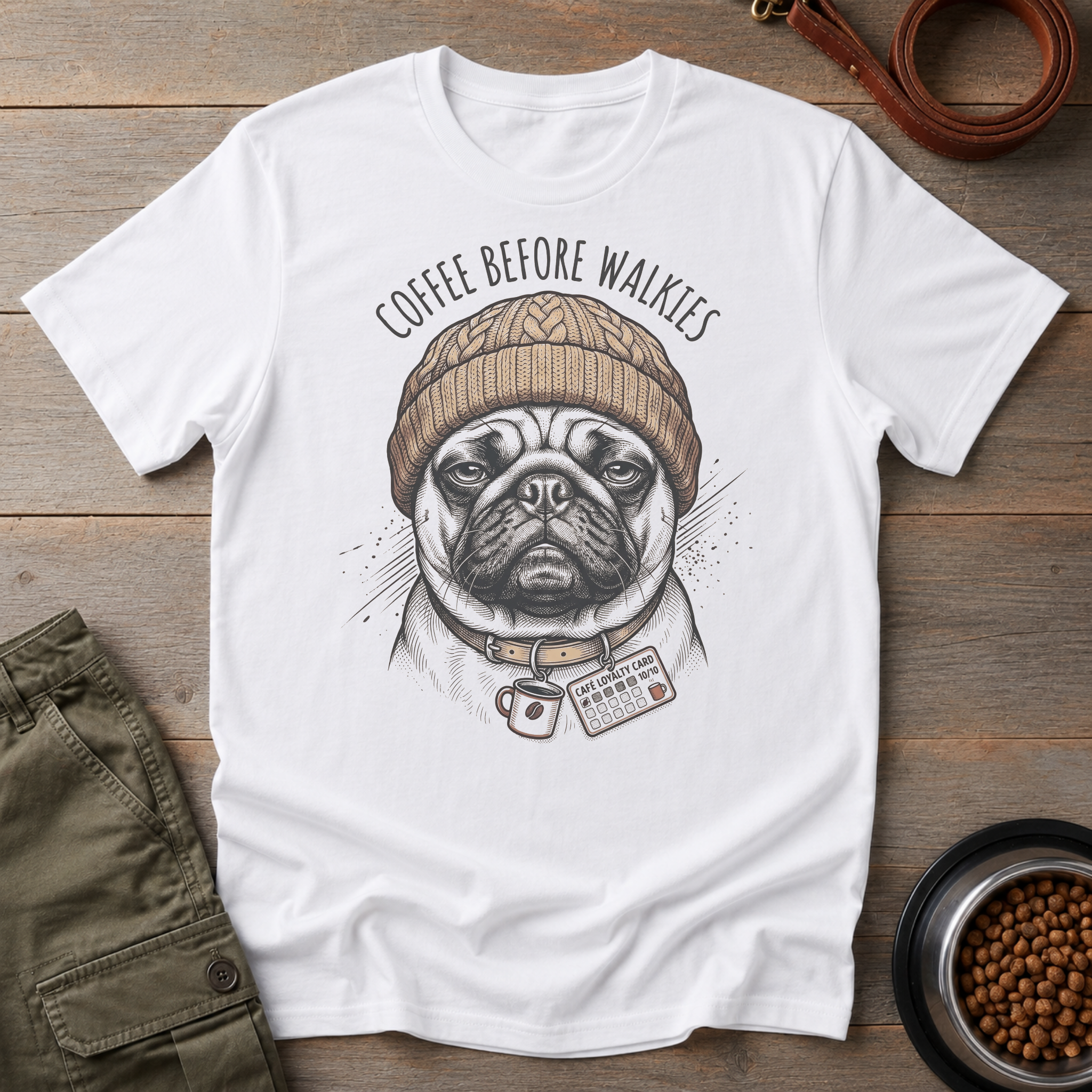 Pug Coffee Before Walkies Tee