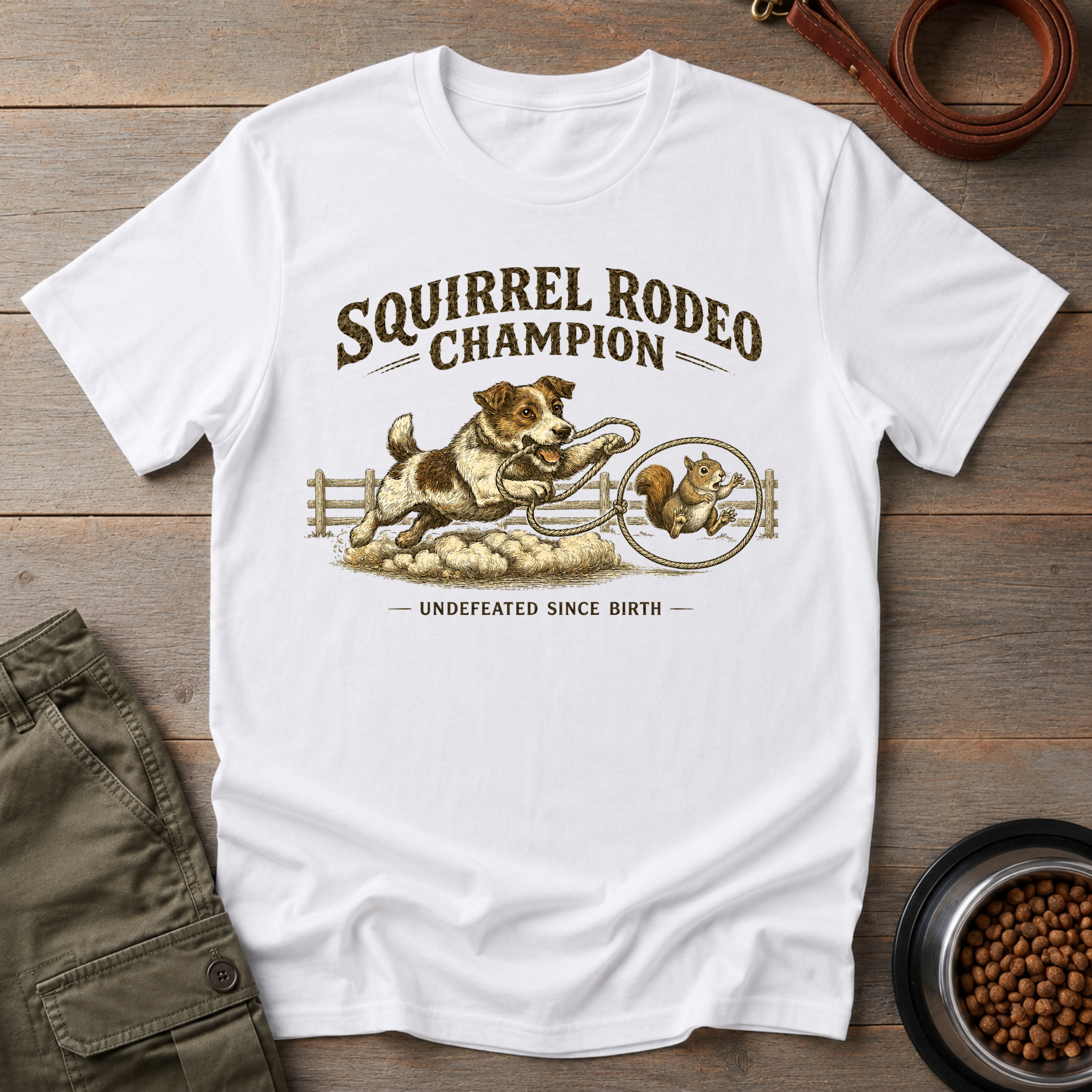 Jack Russell Terrier Squirrel Rodeo Champion Tee
