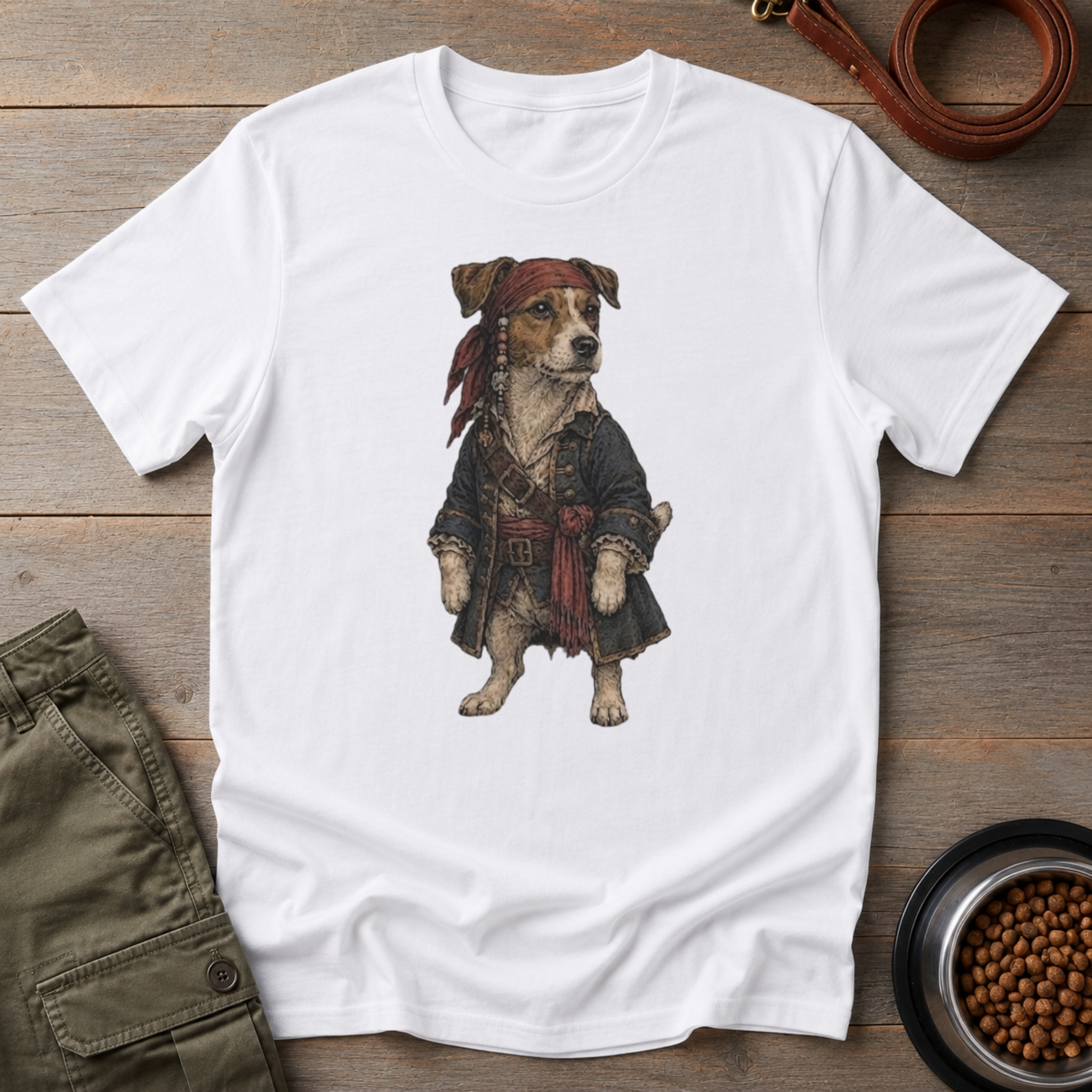 Jack Russell Dressed As Captain Jack Tee